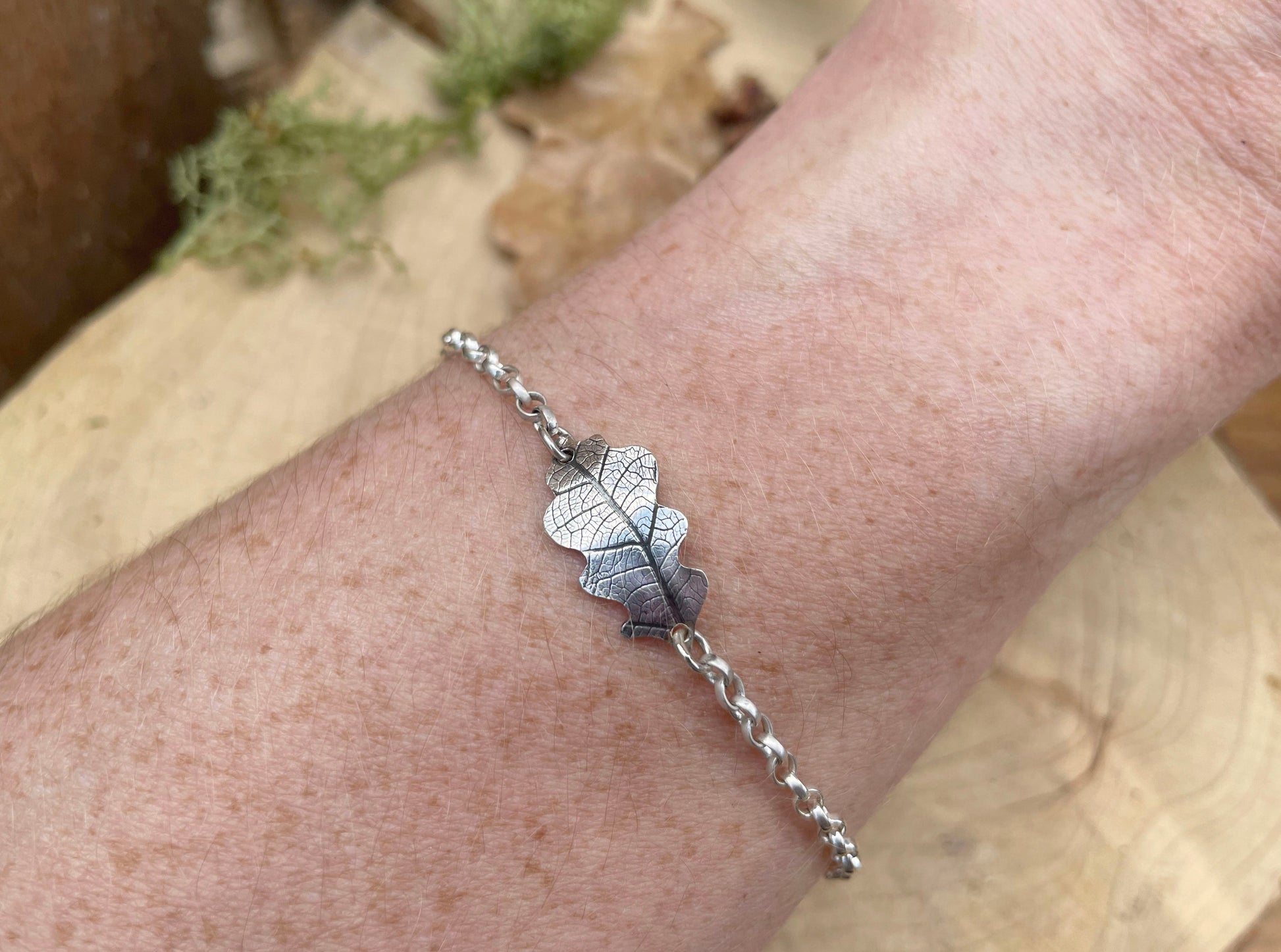 Silver Oak Leaf Bracelet by Curious Magpie Jewellery