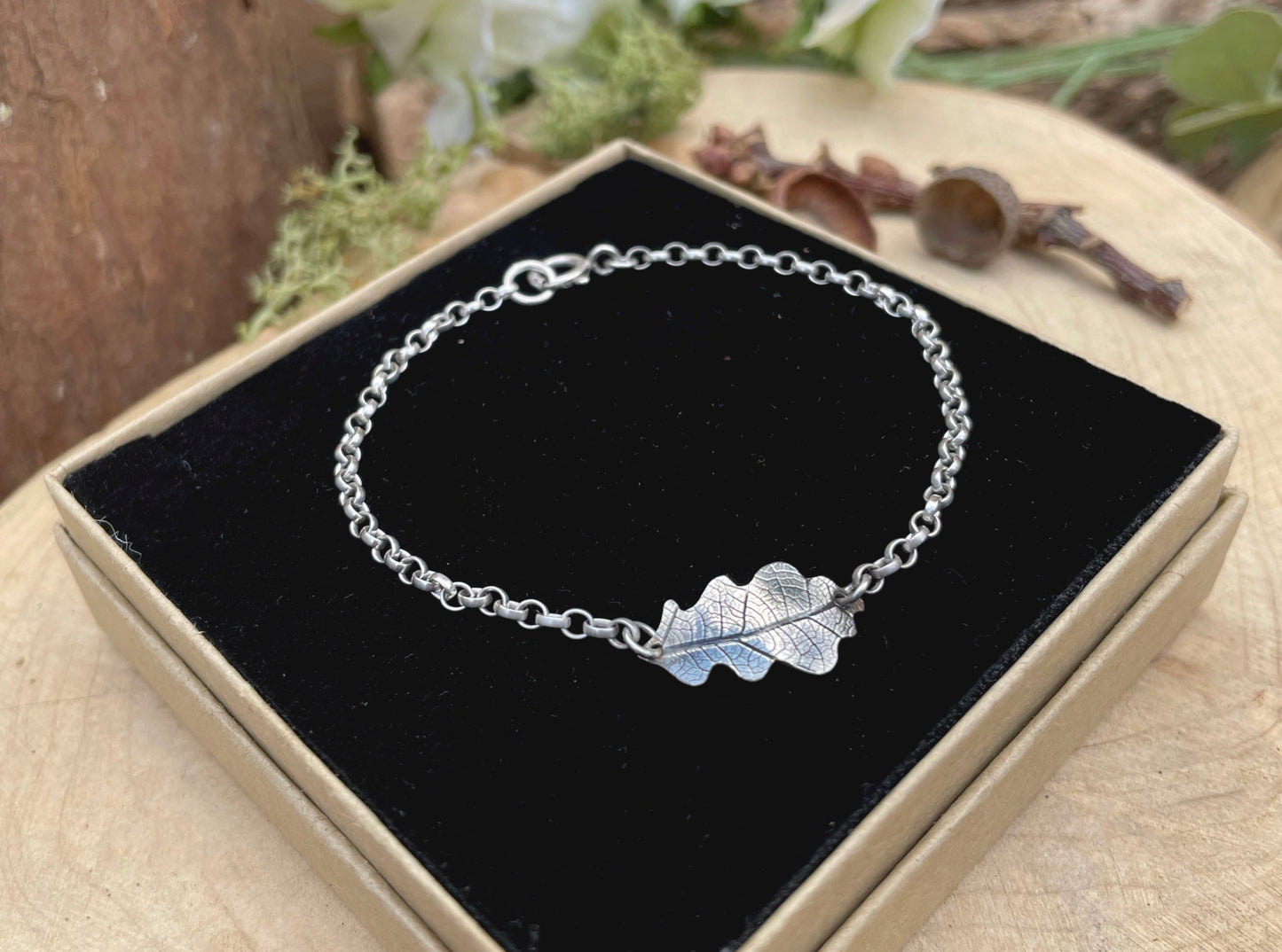 Silver Oak Leaf Bracelet by Curious Magpie Jewellery