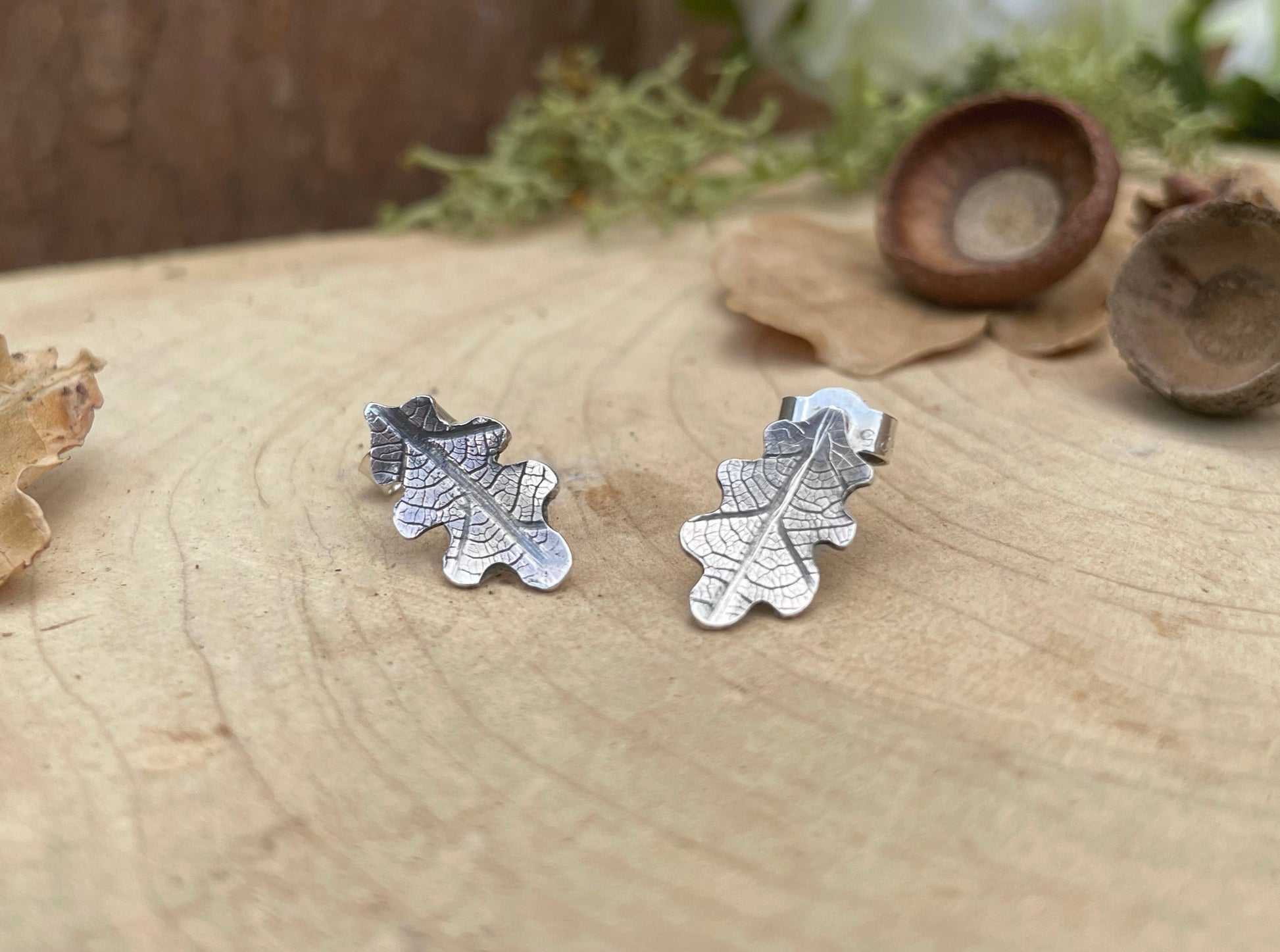 Silver Oak Leaf Earrings by Curious Magpie Jewellery