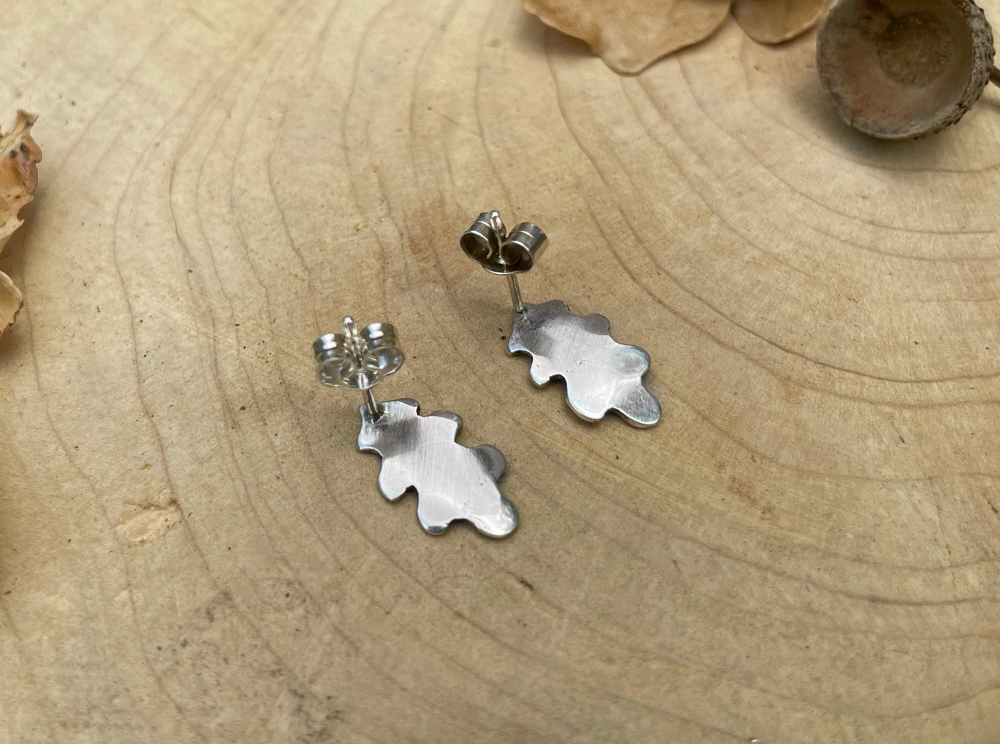 Silver Oak Leaf Earrings by Curious Magpie Jewellery