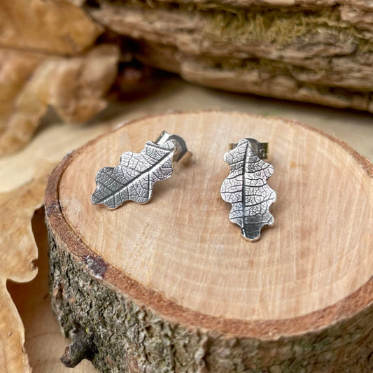 Silver Oak Leaf Earrings by Curious Magpie Jewellery