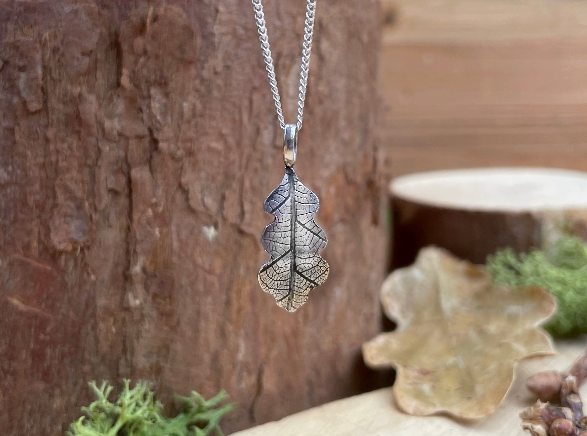 Silver Oak Leaf Necklace by Curious Magpie Jewellery