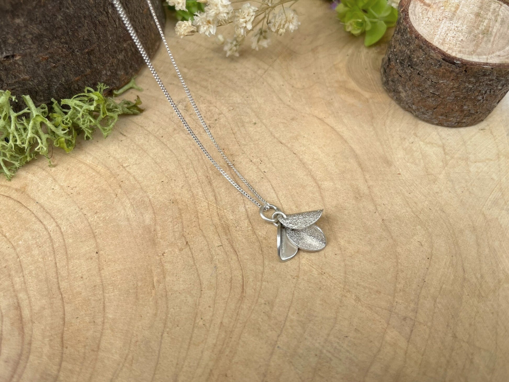 Silver Petal Necklace by Curious Magpie Jewellery