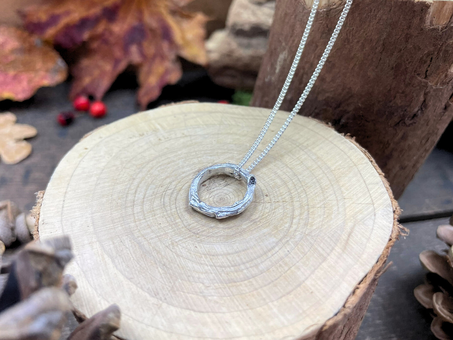 Silver Petite Twig Ring Necklace