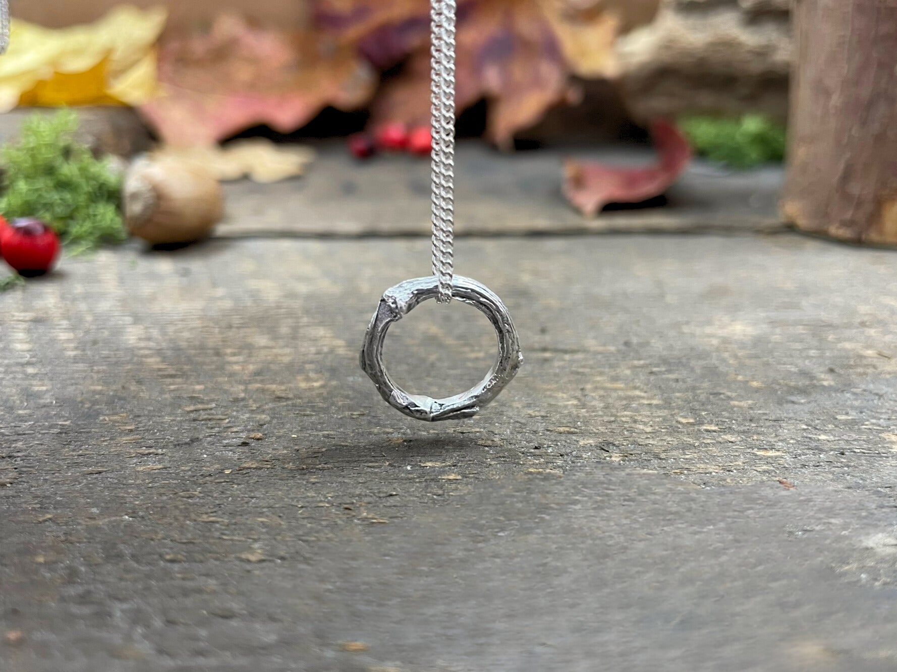 Silver Petite Twig Ring Necklace by Curious Magpie Jewellery