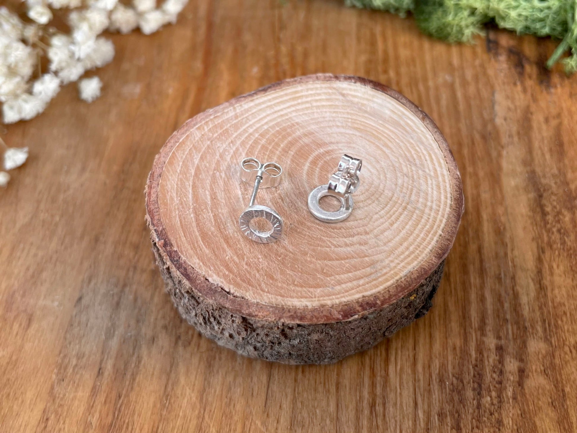 Silver Tree Bark Stud Earrings by Curious Magpie Jewellery