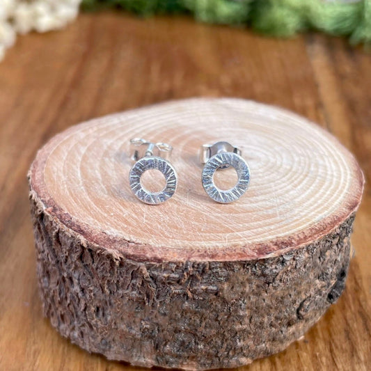 Silver Tree Bark Stud Earrings by Curious Magpie Jewellery