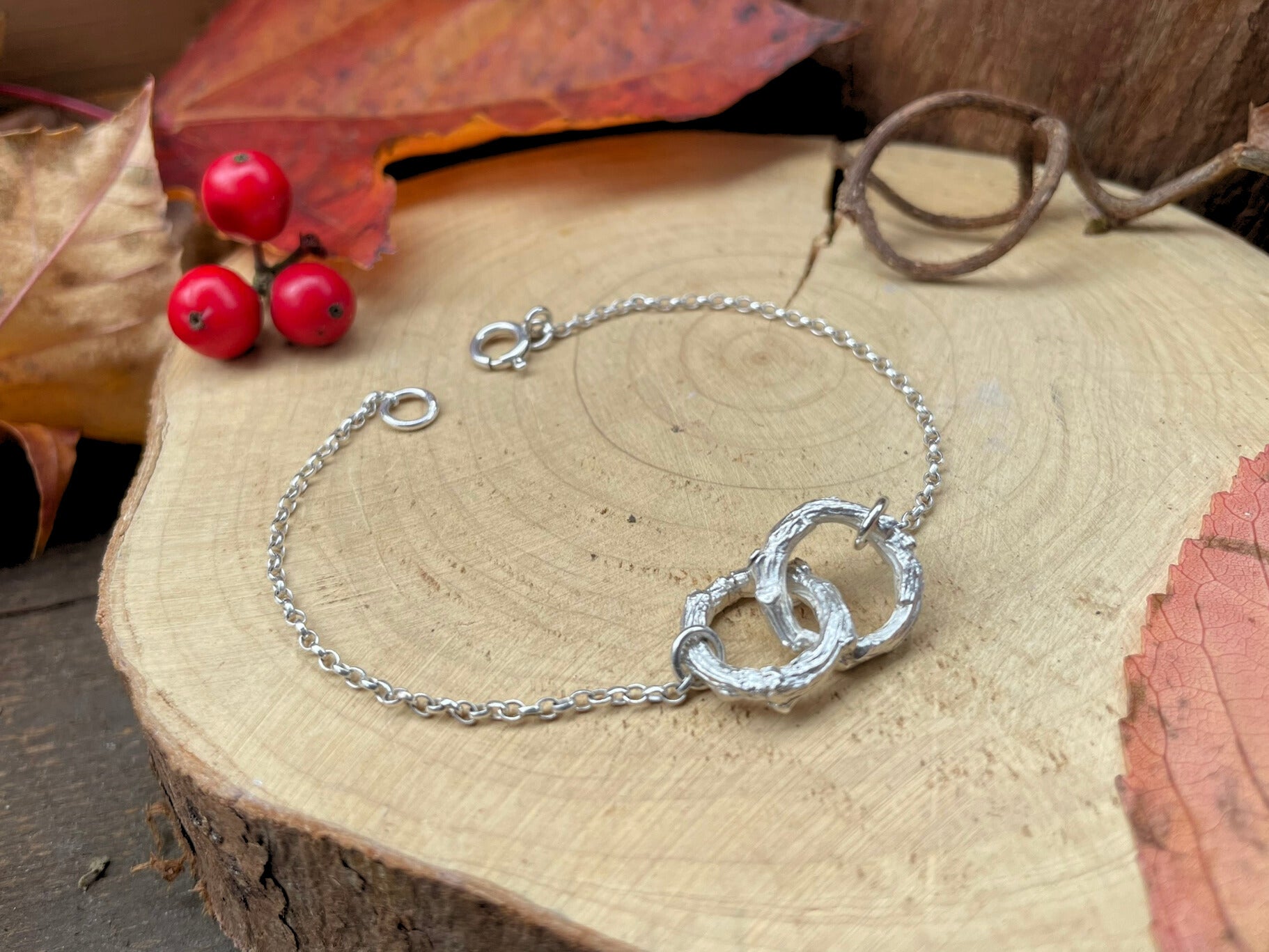 Silver Twig Infinity Bracelet by Curious Magpie Jewellery