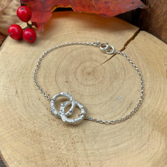 Silver Twig Infinity Bracelet by Curious Magpie Jewellery