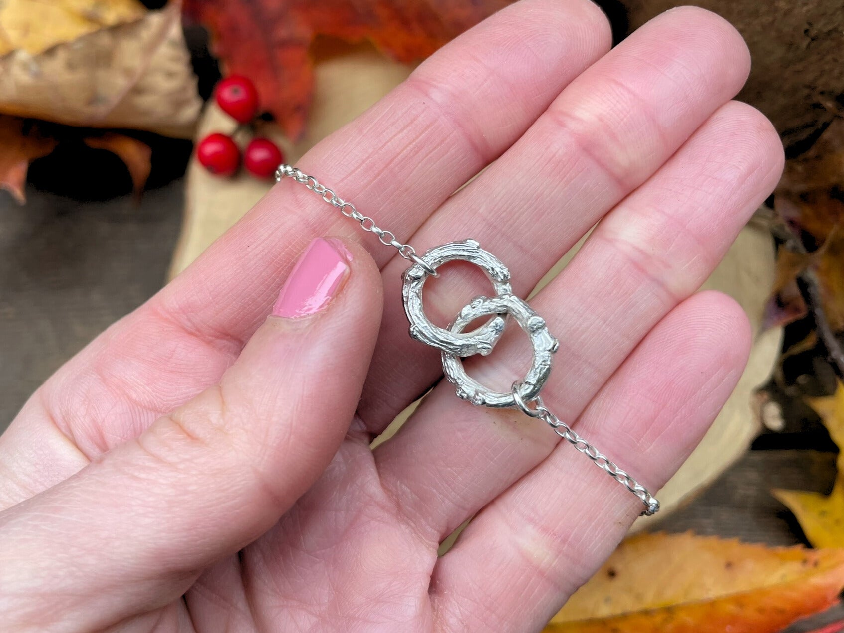 Silver Twig Infinity Bracelet by Curious Magpie Jewellery