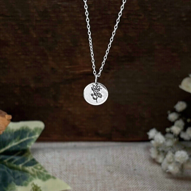Silver birth flower necklace, October, Cosmos by Curious Magpie Jewellery