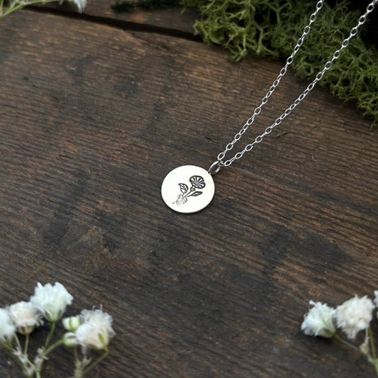 Silver birth flower necklace, September Birthday - Morning Glory by Curious Magpie Jewellery