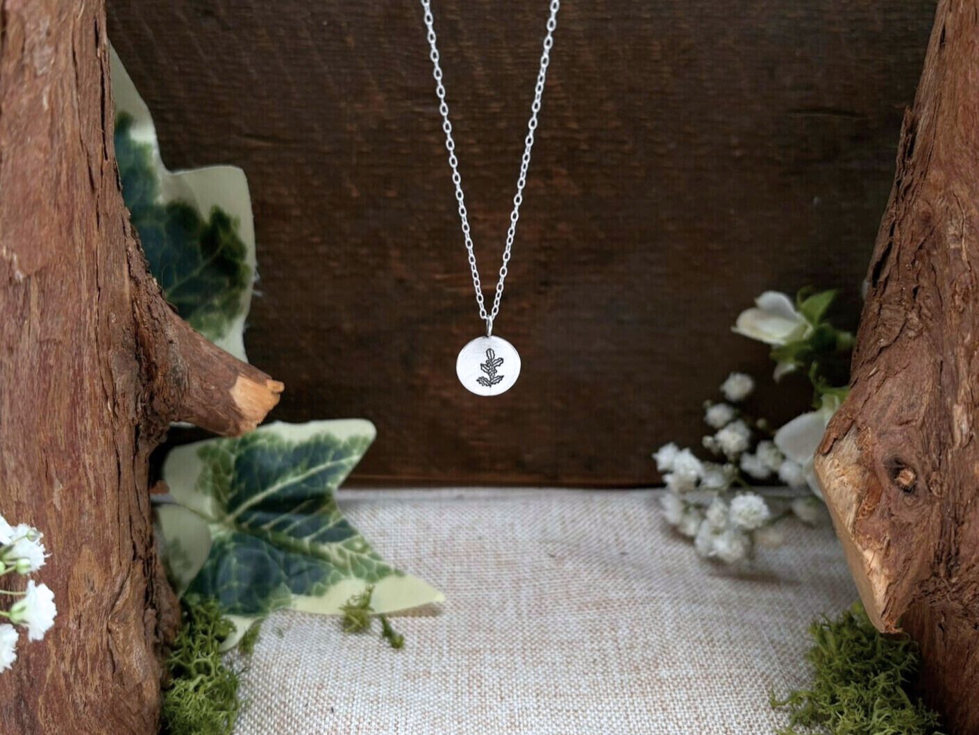 Silver birth flower necklace, December Birthday, Holly- by Curious Magpie Jewellery