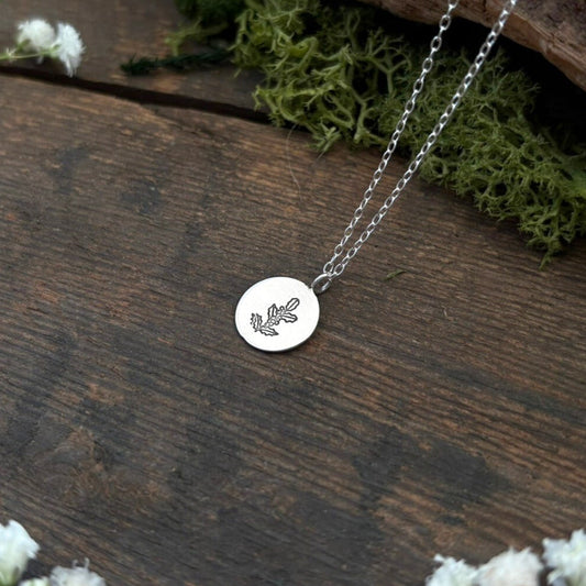 Silver birth flower necklace, December Birthday, Holly- by Curious Magpie Jewellery