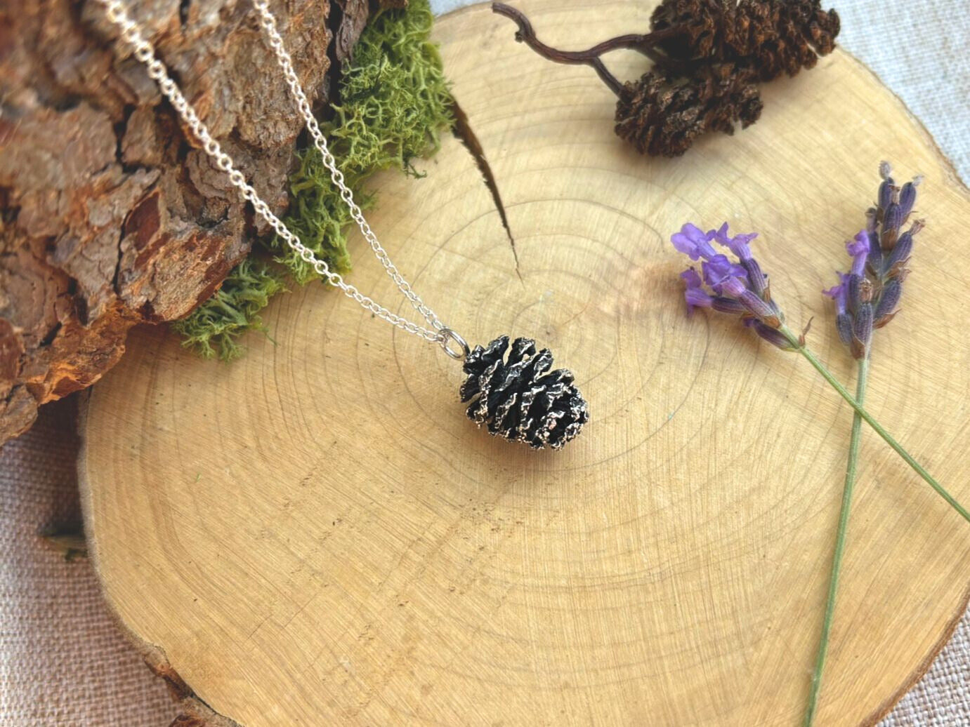 Silver Pinecone Necklace by Curious Magpie Jewellery (5)