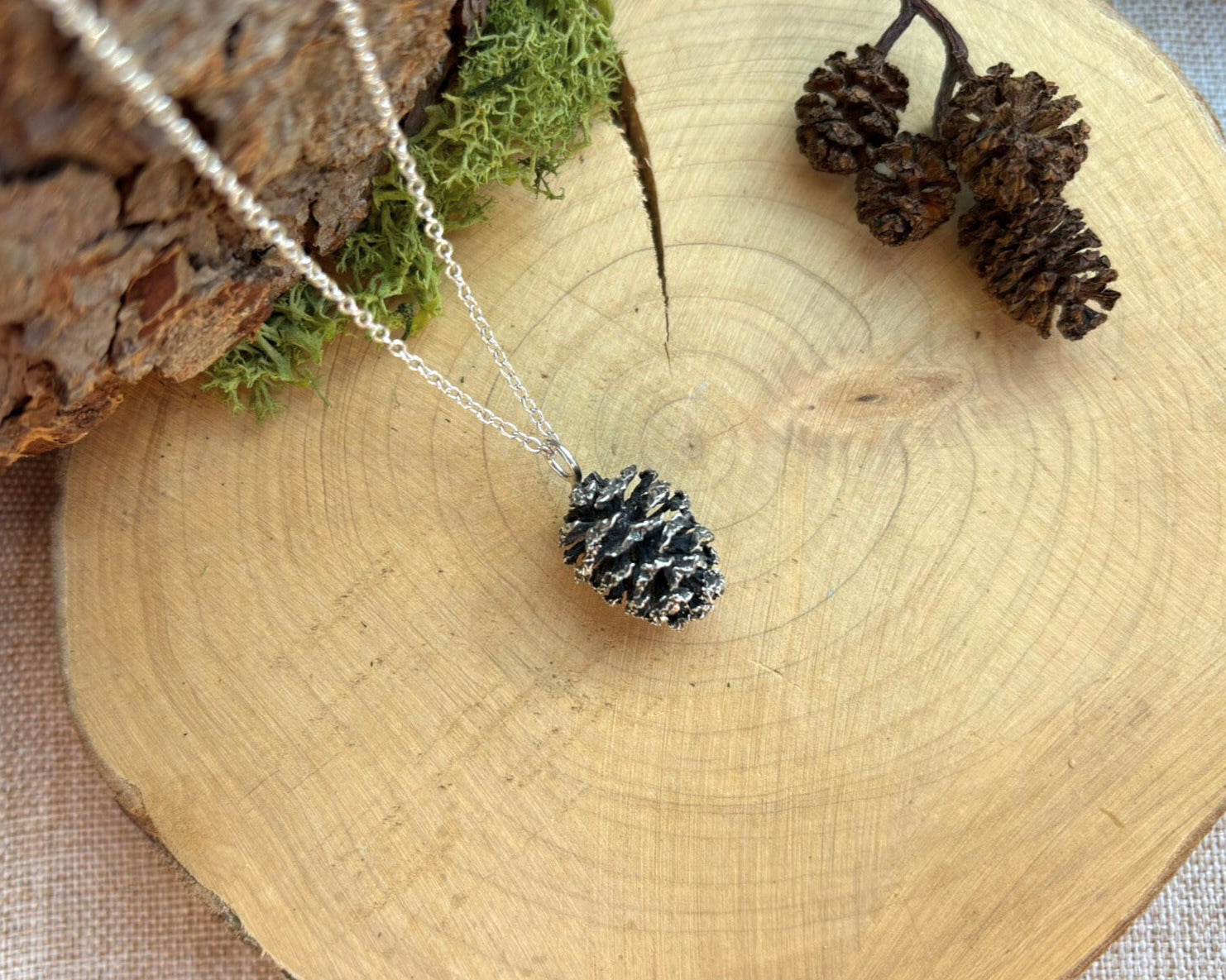 Silver Pinecone Necklace by Curious Magpie Jewellery