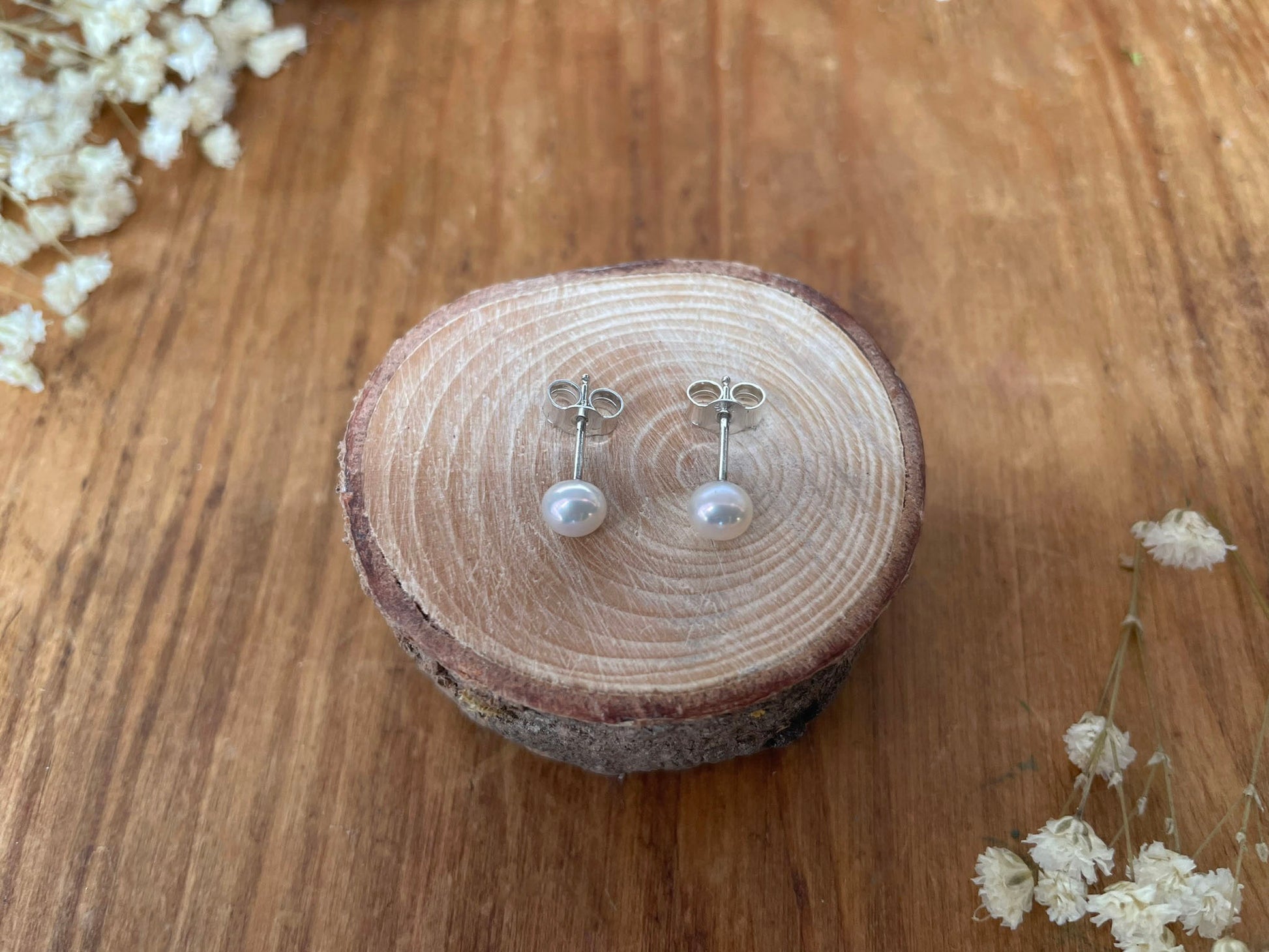 White Pixie Pearl Stud Earrings by Curious Magpie Jewellery