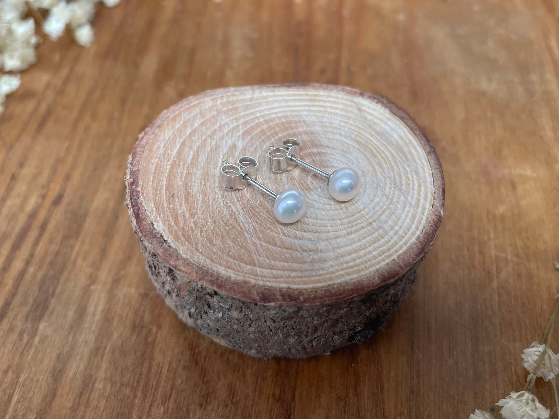 White Pixie Pearl Stud Earrings by Curious Magpie Jewellery