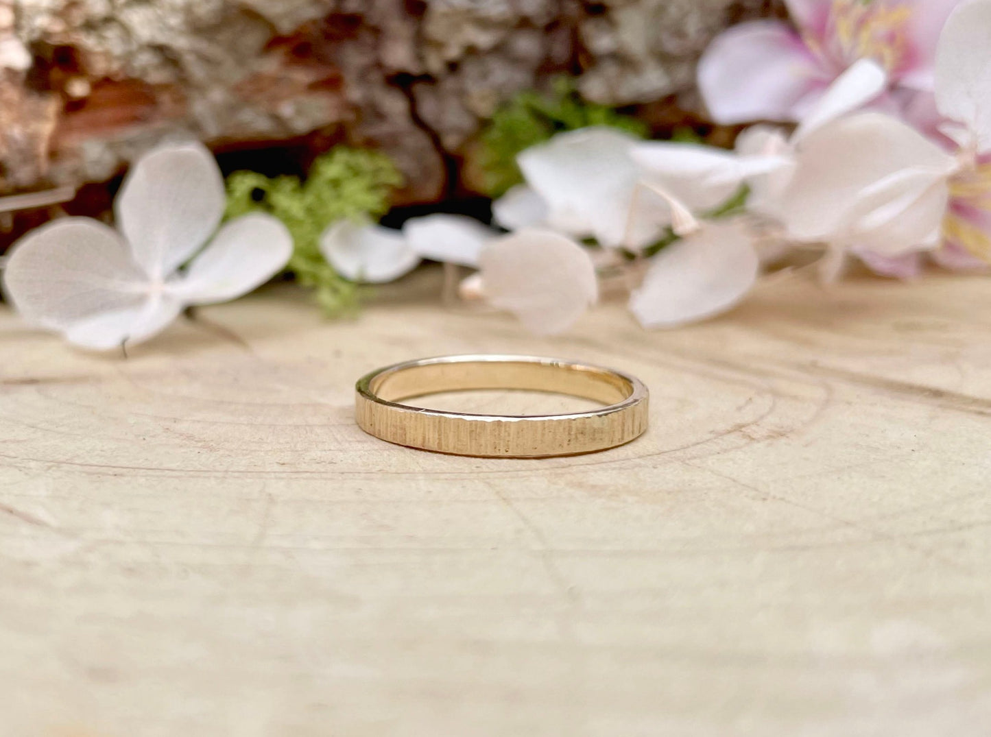 9ct Yellow Gold Tree Bark Wedding Ring by Curious Magpie Jewellery