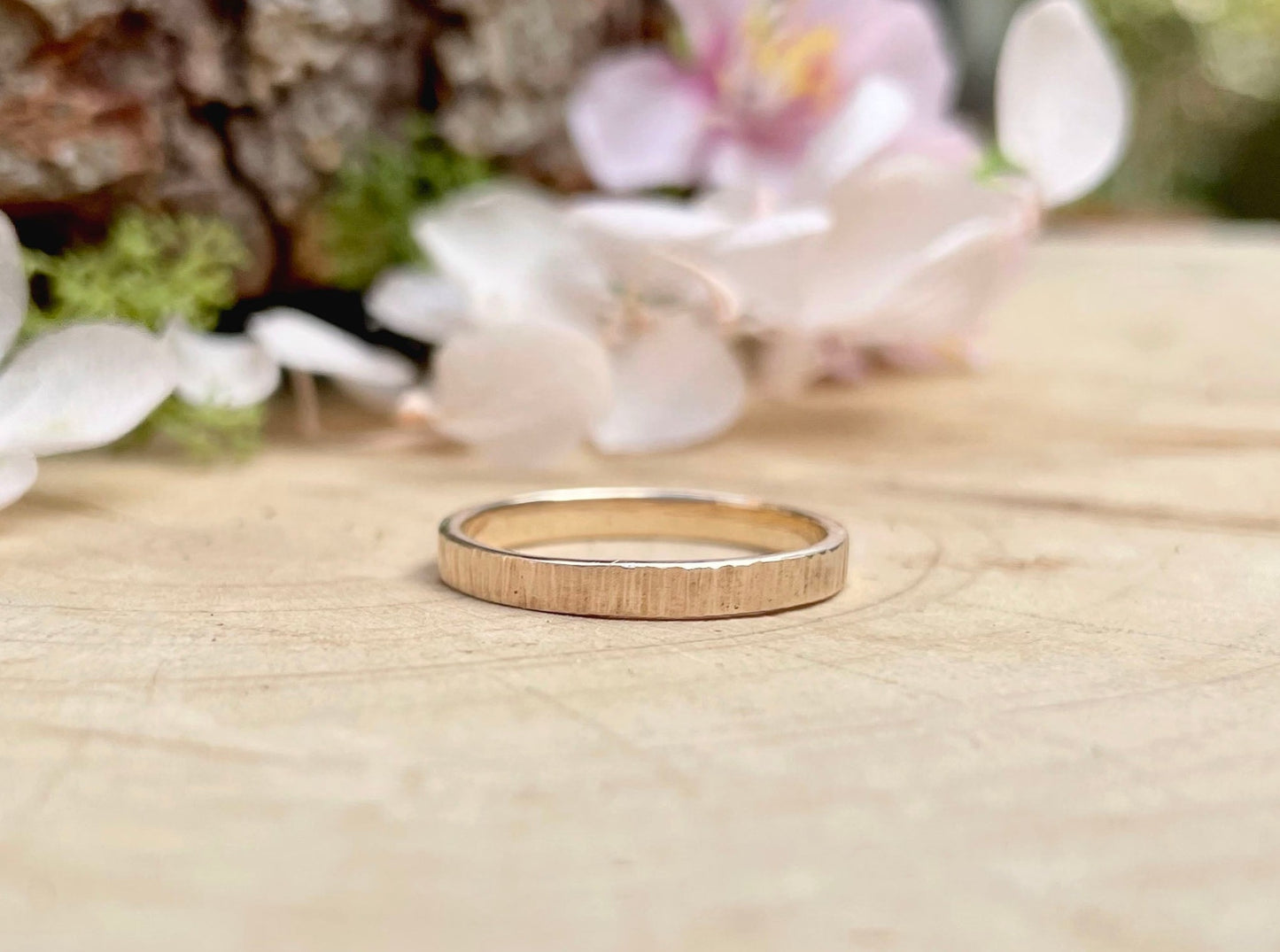 9ct Yellow Gold Tree Bark Wedding Ring by Curious Magpie Jewellery