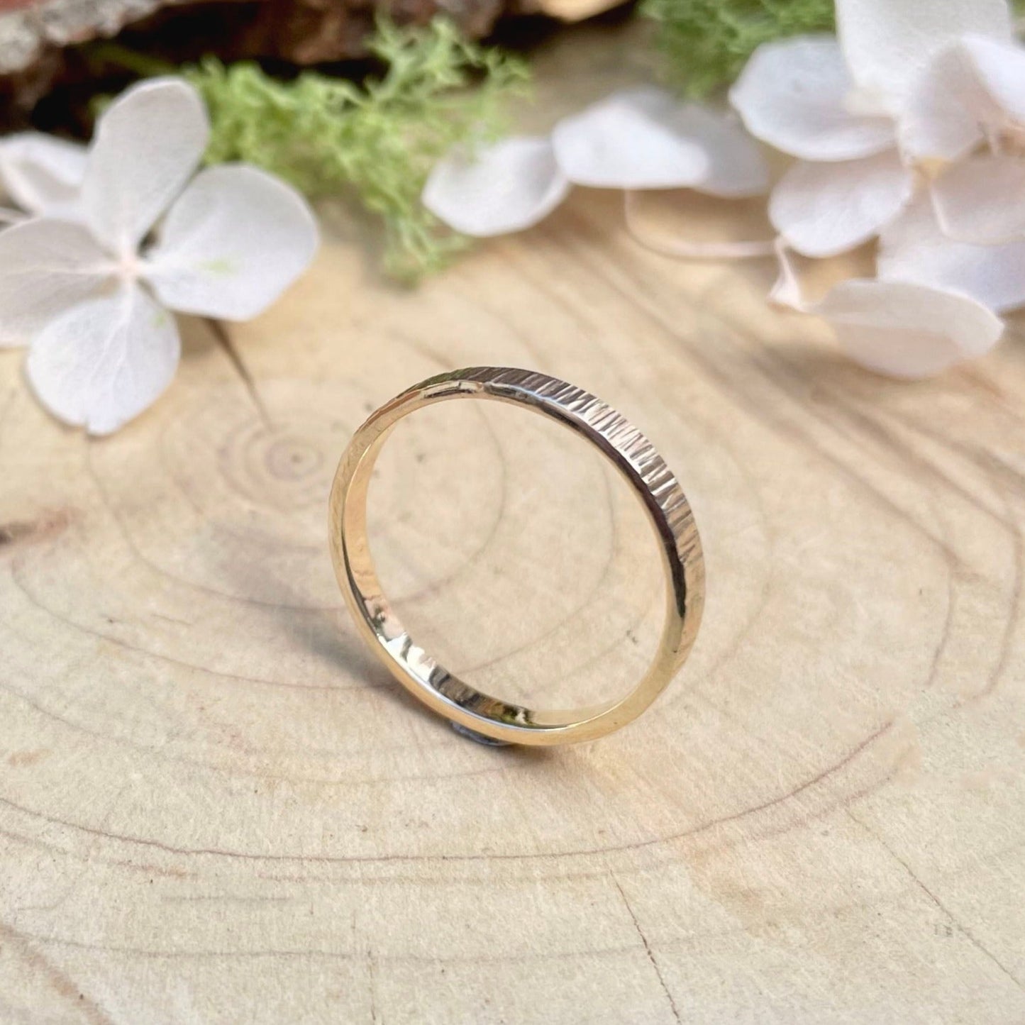 9ct Yellow Gold Tree Bark Wedding Ring by Curious Magpie Jewellery