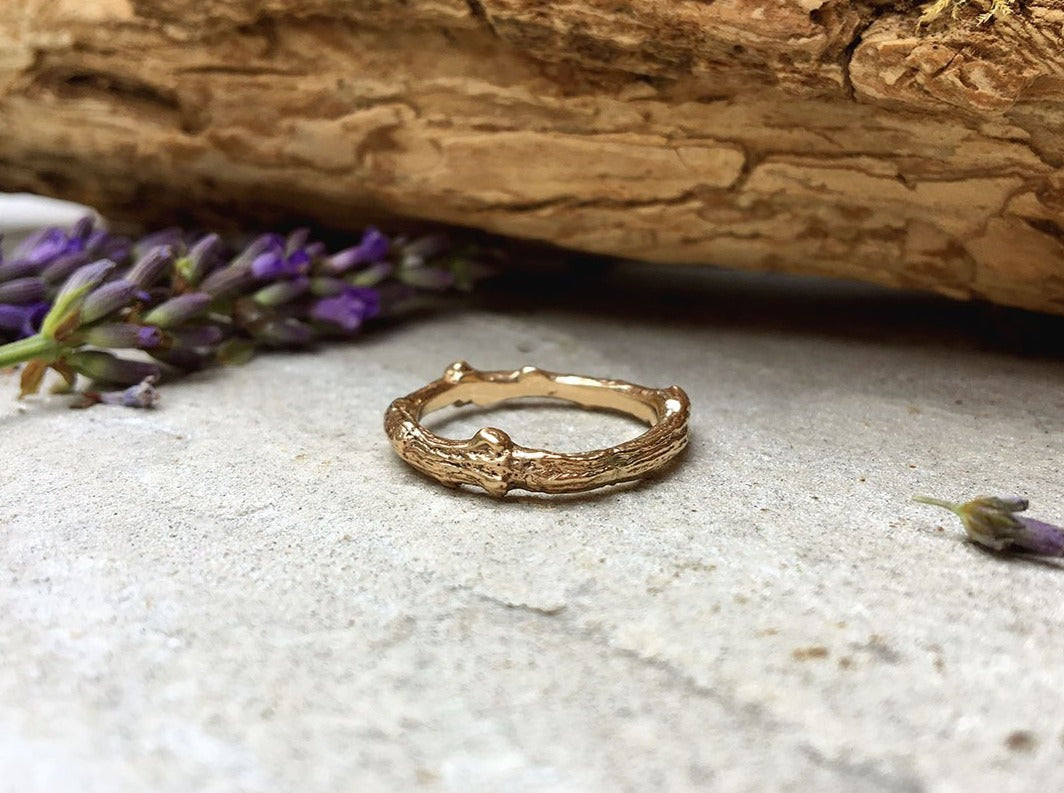9ct Yellow Gold Twig Ring by Curious Magpie 