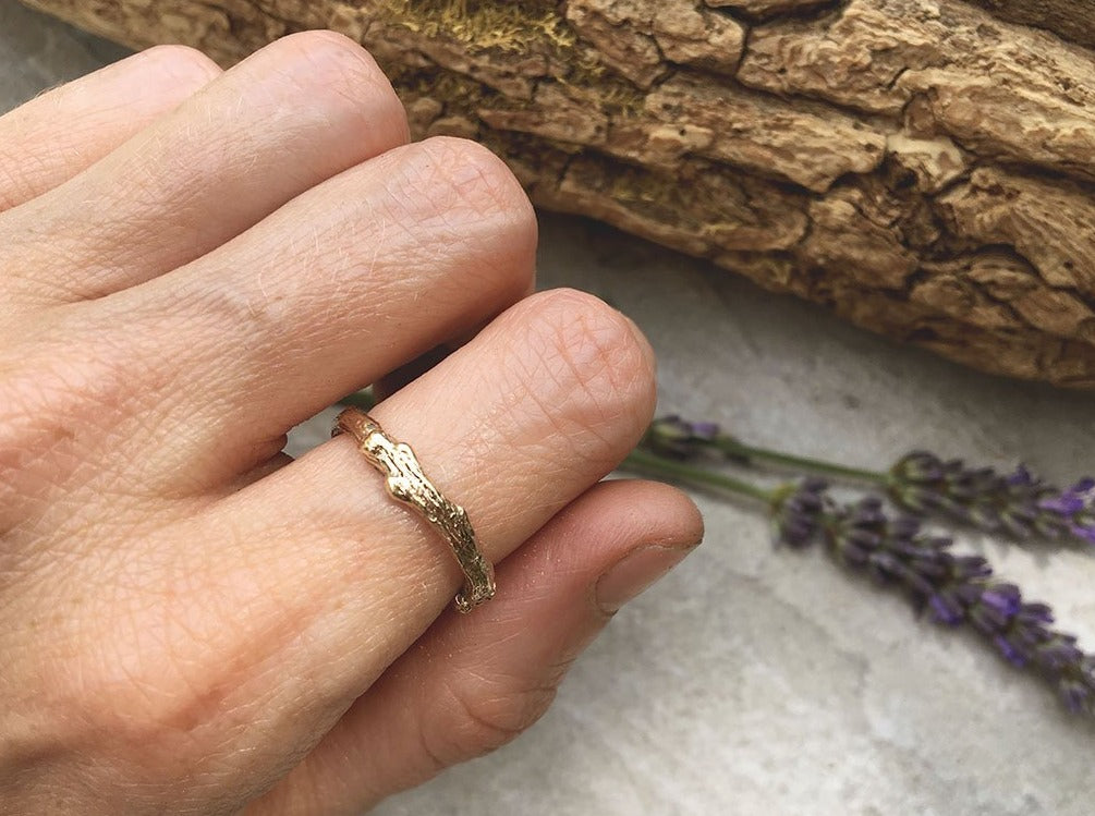 9ct Yellow Gold Twig Ring by Curious Magpie 