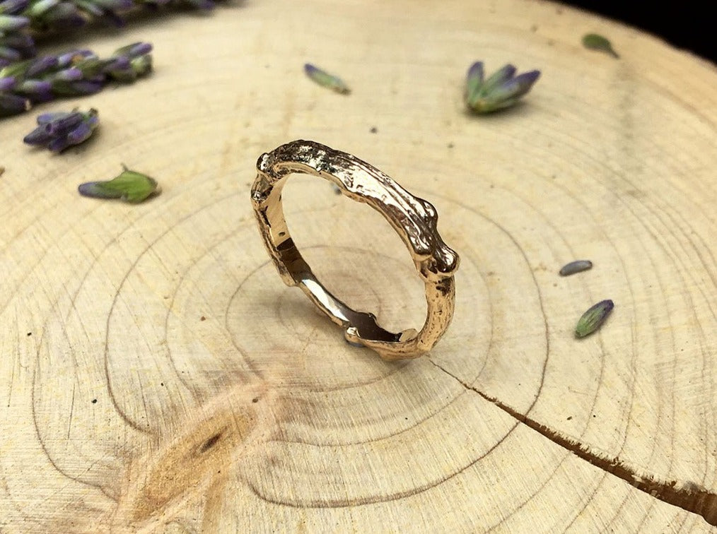 9ct Yellow Gold Twig Ring by Curious Magpie 