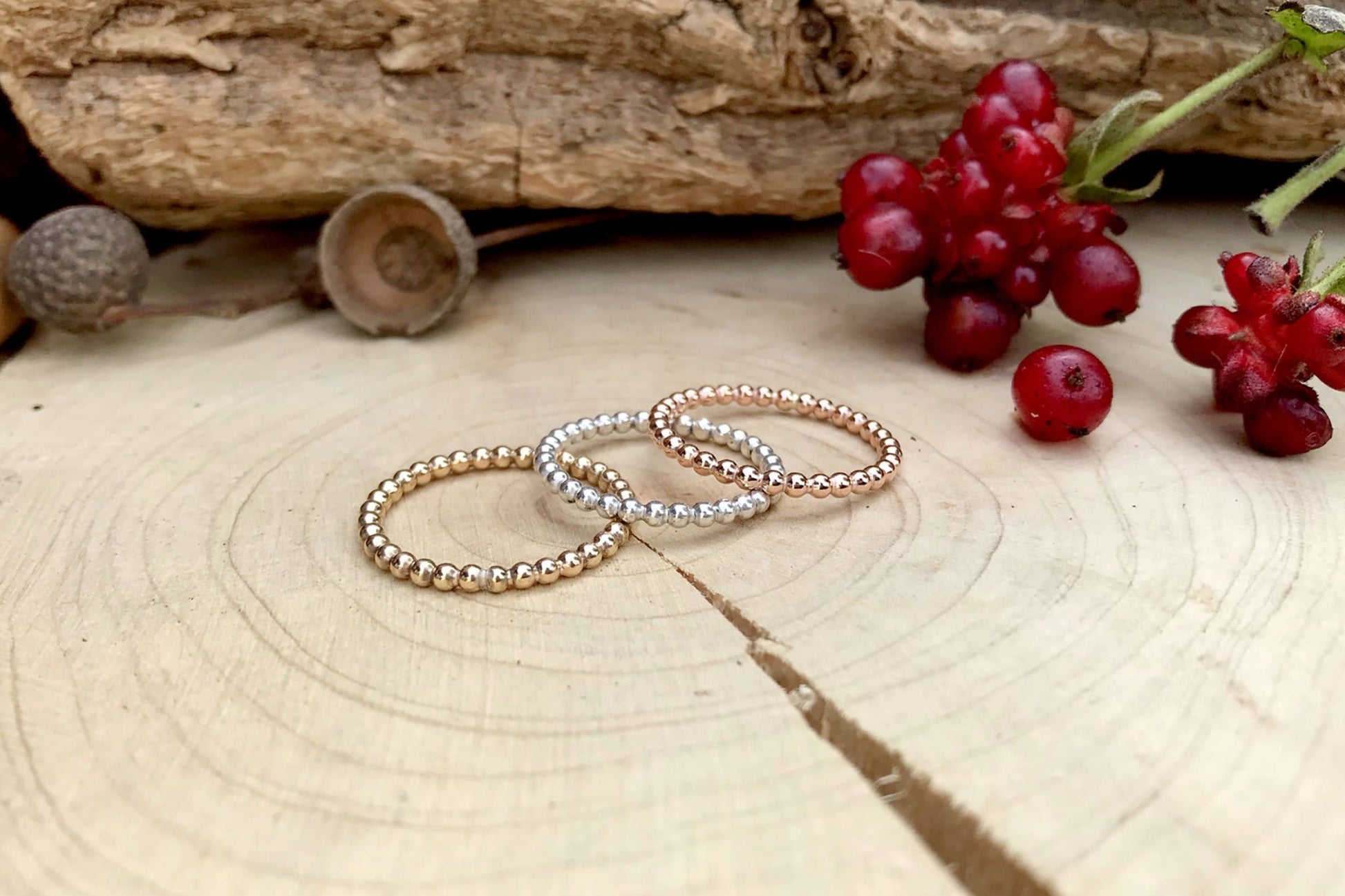 Silver Berry Stacking Ring by Curious Magpie Jewellery