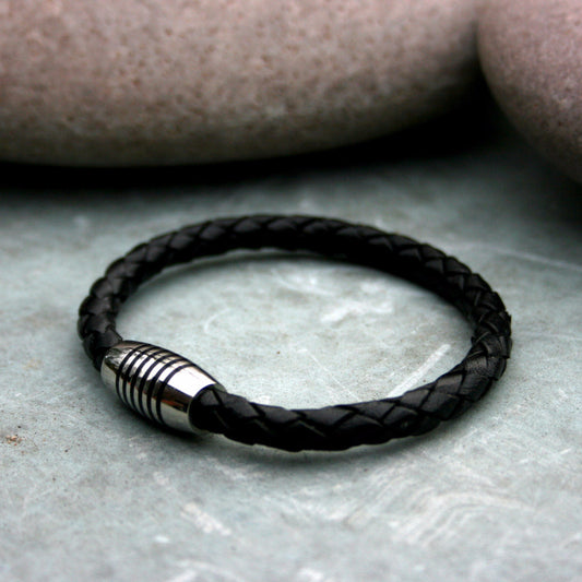 Black Leather Apollo Bracelet - Curious Magpie Jewellery - 1
