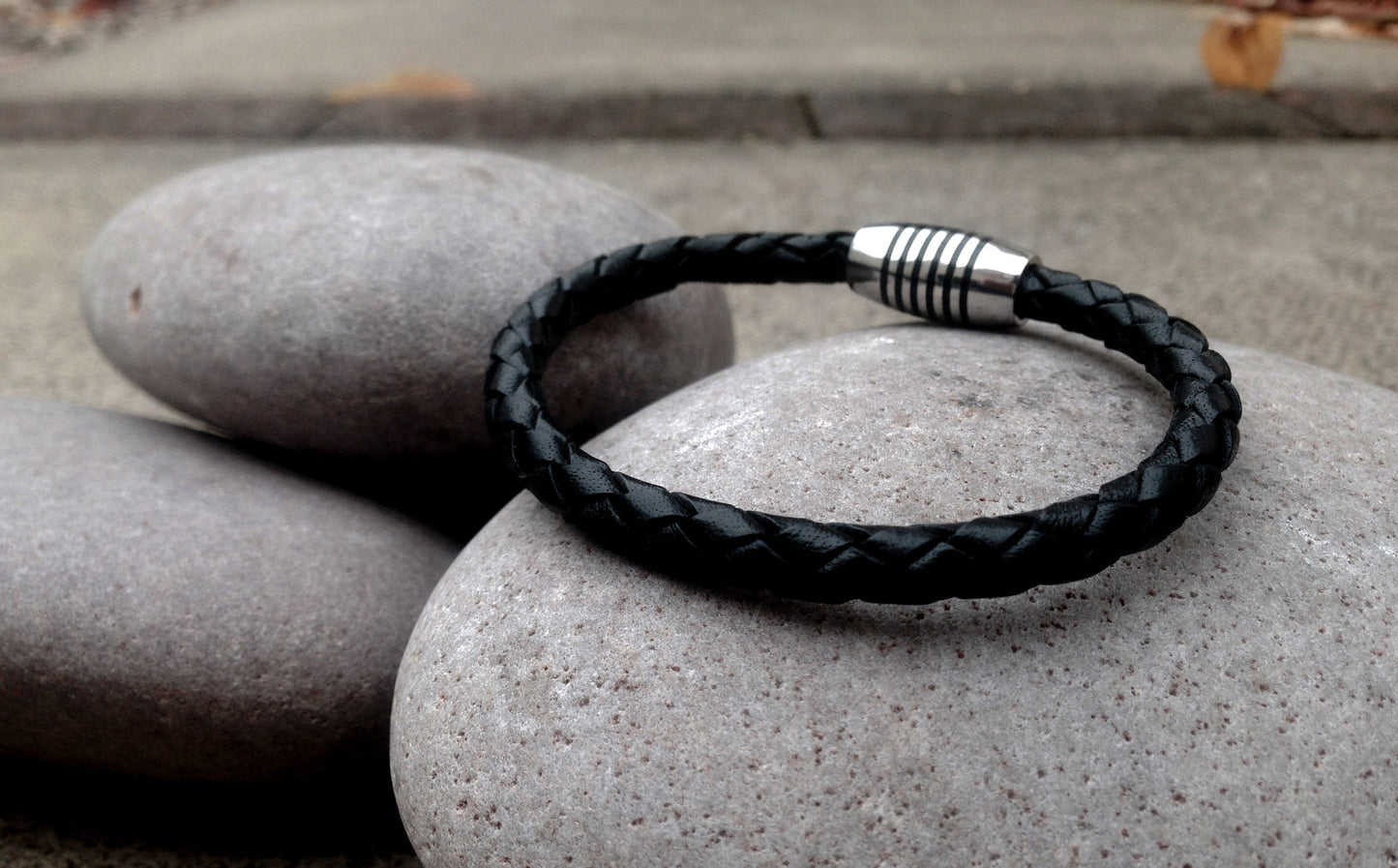 Black Leather Apollo Bracelet - Curious Magpie Jewellery - 2