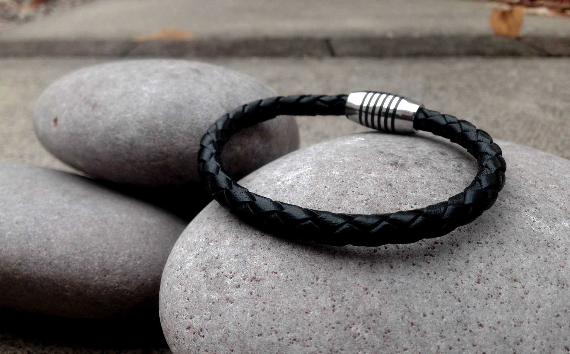 Black Leather Apollo Bracelet - Curious Magpie Jewellery - 2