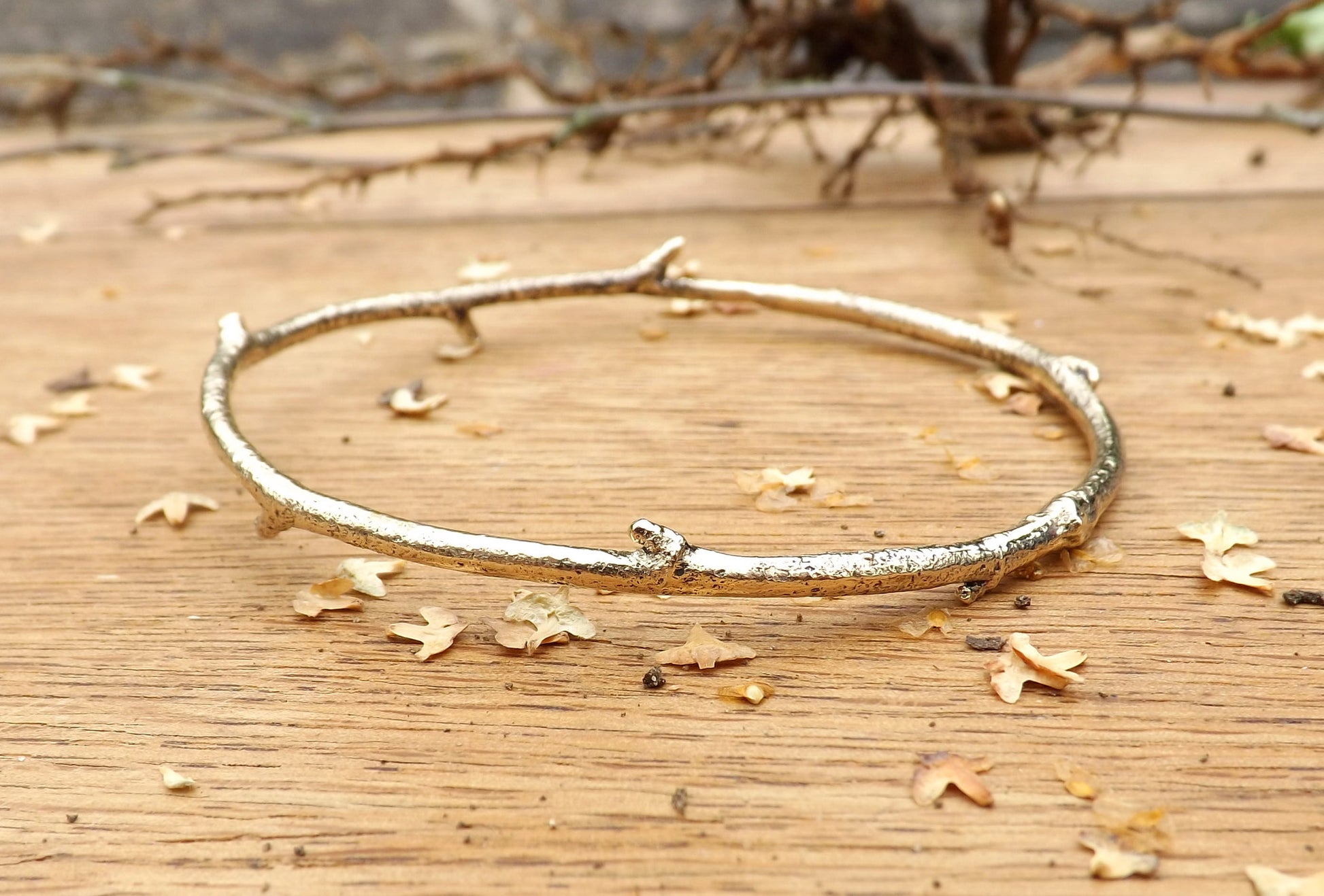 Brass Twig Bangle - Curious Magpie Jewellery - 2