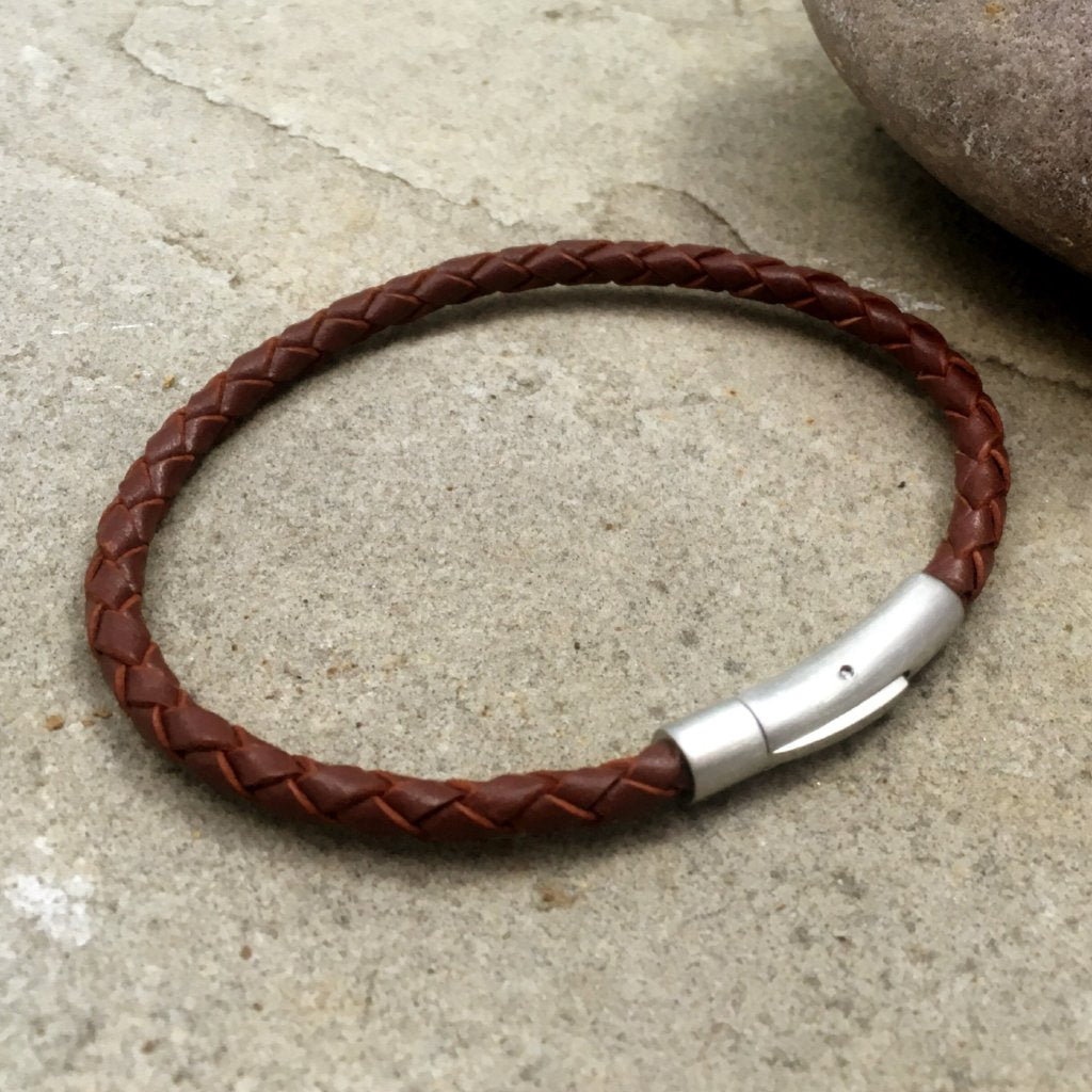 Men's Brown Leather Attexo Bracelet by Curious Magpie Jewellery