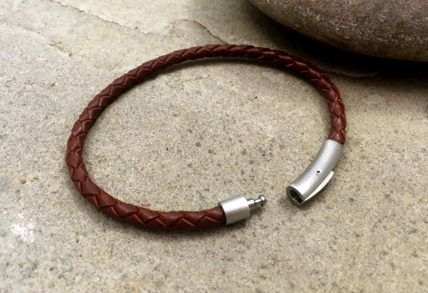 Men's Brown Leather Attexo Bracelet by Curious Magpie Jewellery