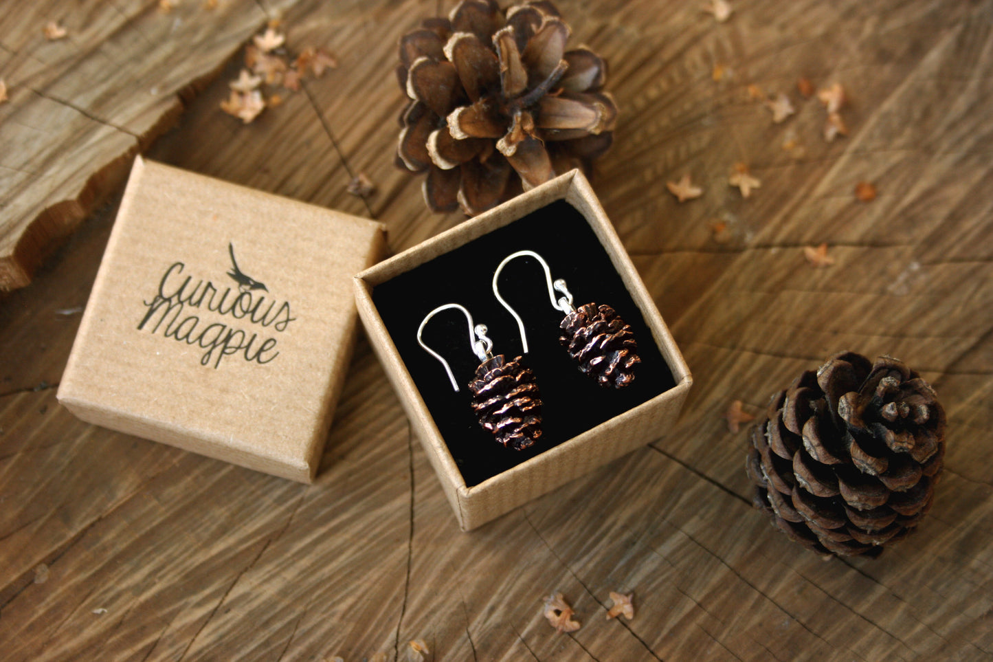 Copper Pinecone Earrings - Curious Magpie Jewellery - 5