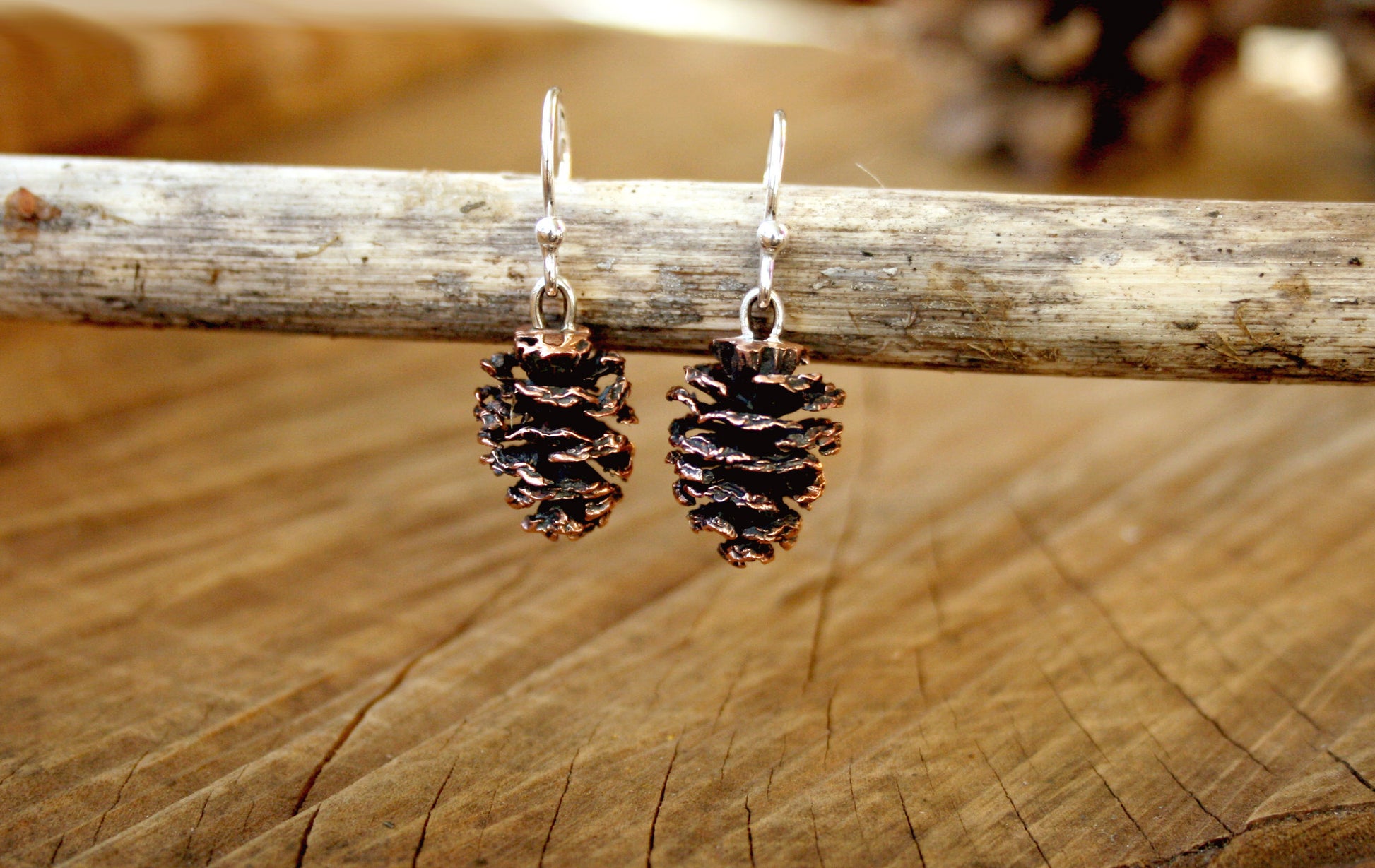 Copper Pinecone Earrings - Curious Magpie Jewellery - 2