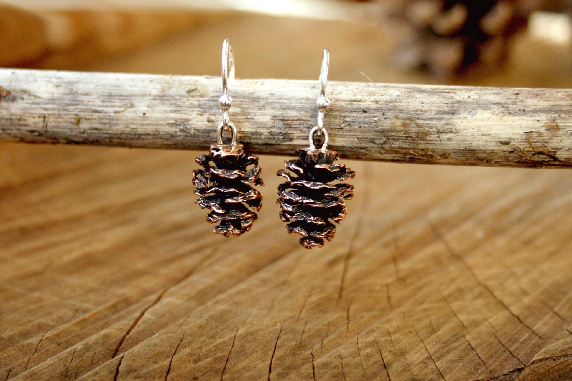 Copper Pinecone Earrings - Curious Magpie Jewellery - 2