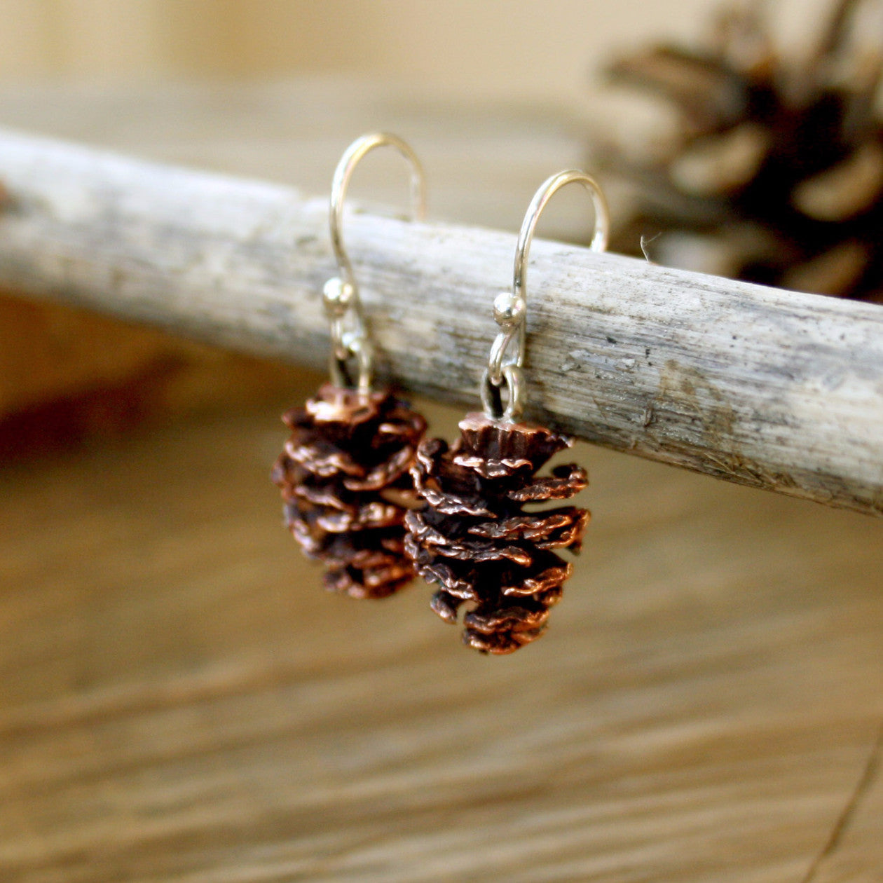 Copper Pinecone Earrings - Curious Magpie Jewellery - 1