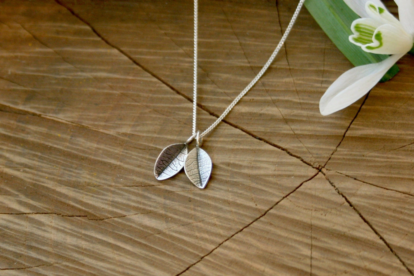 Silver Twin Leaf Necklace by Curious Magpie Jewellery