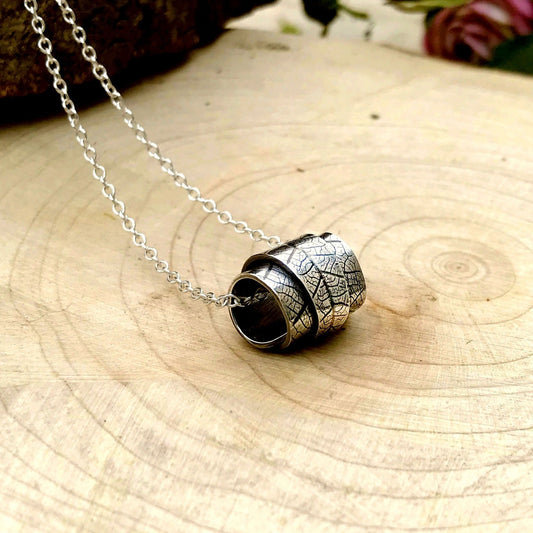 Silver Curled Leaf Necklace by Curious Magpie 
