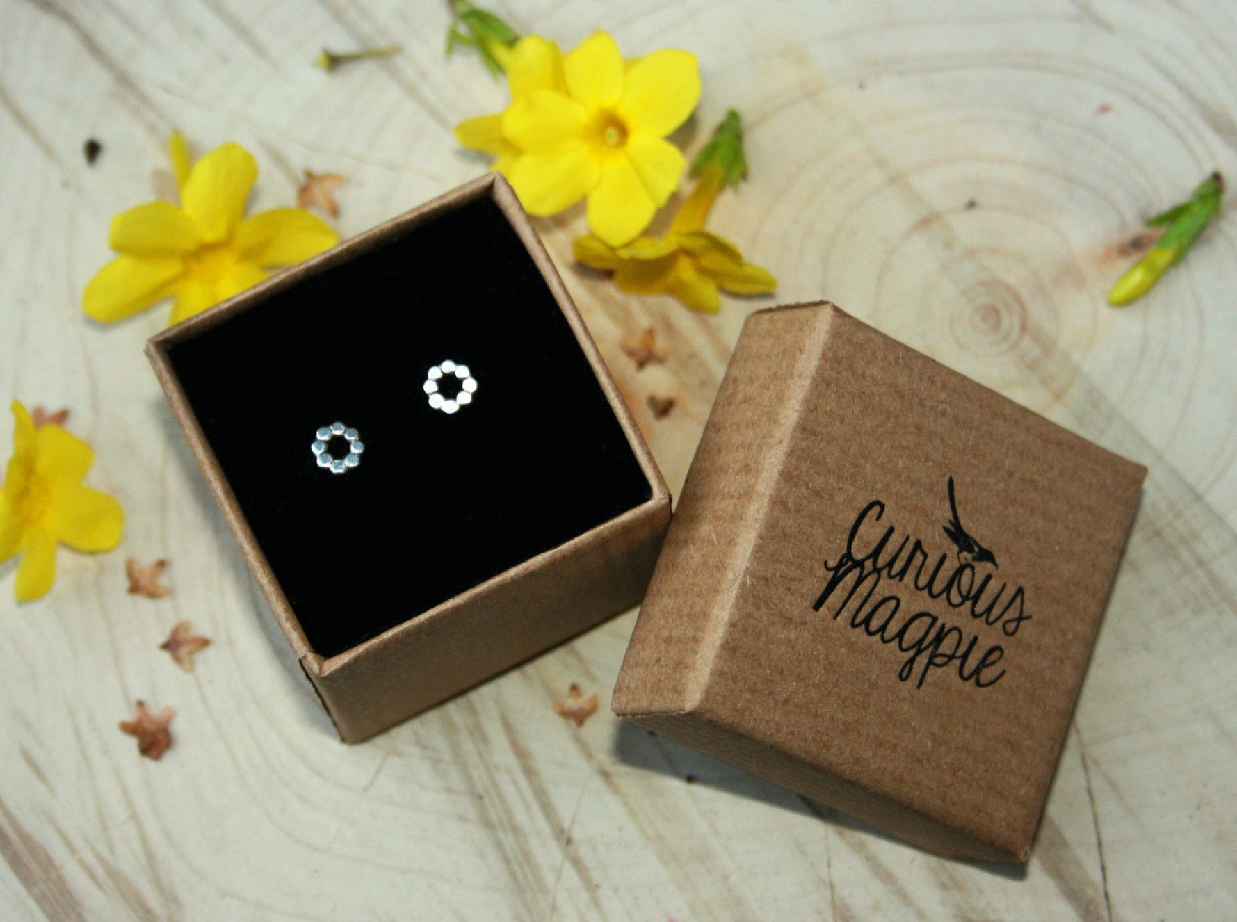 Silver Flower Stud Earrings - Curious Magpie Jewellery - 4