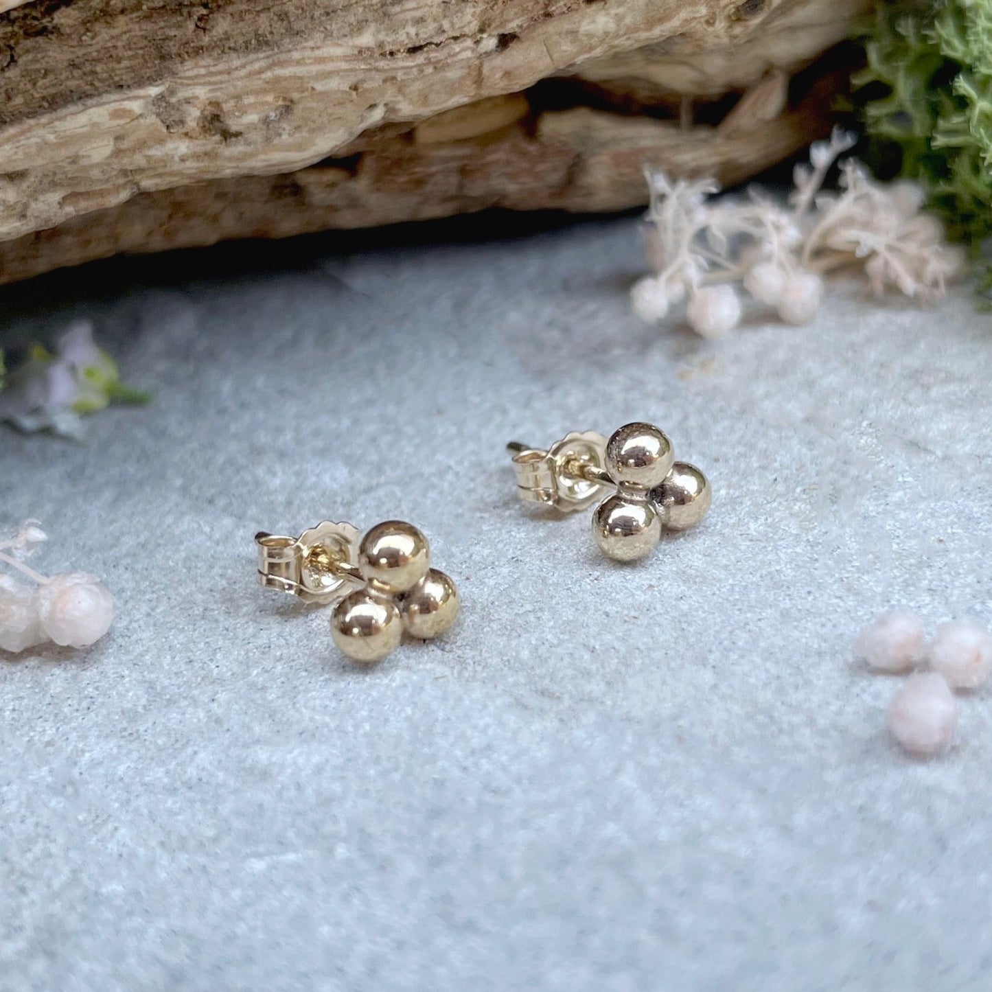 Gold Berry Trio Earrings by Curious Magpie Jewellery