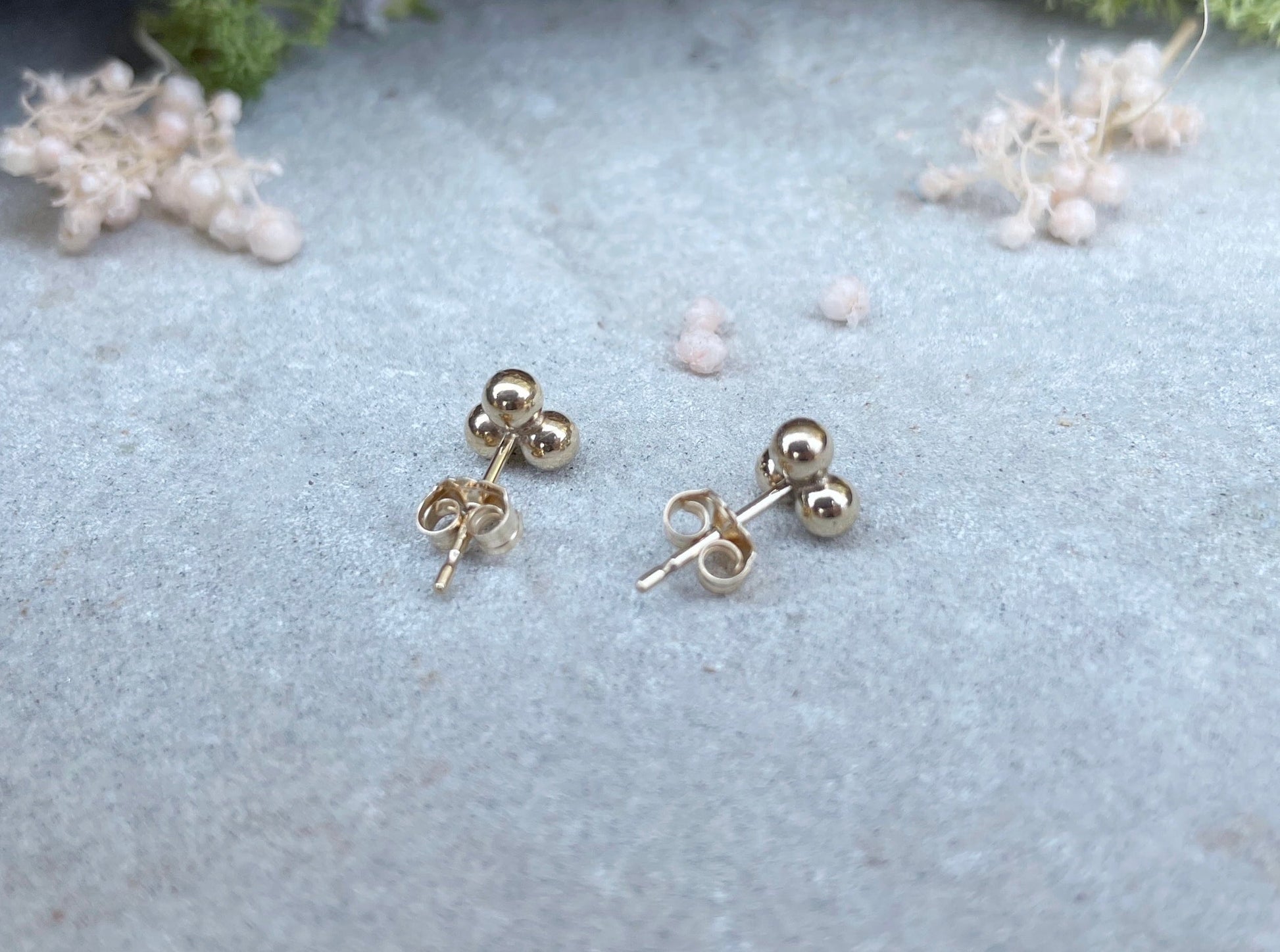 Gold Berry Trio Earrings by Curious Magpie Jewellery