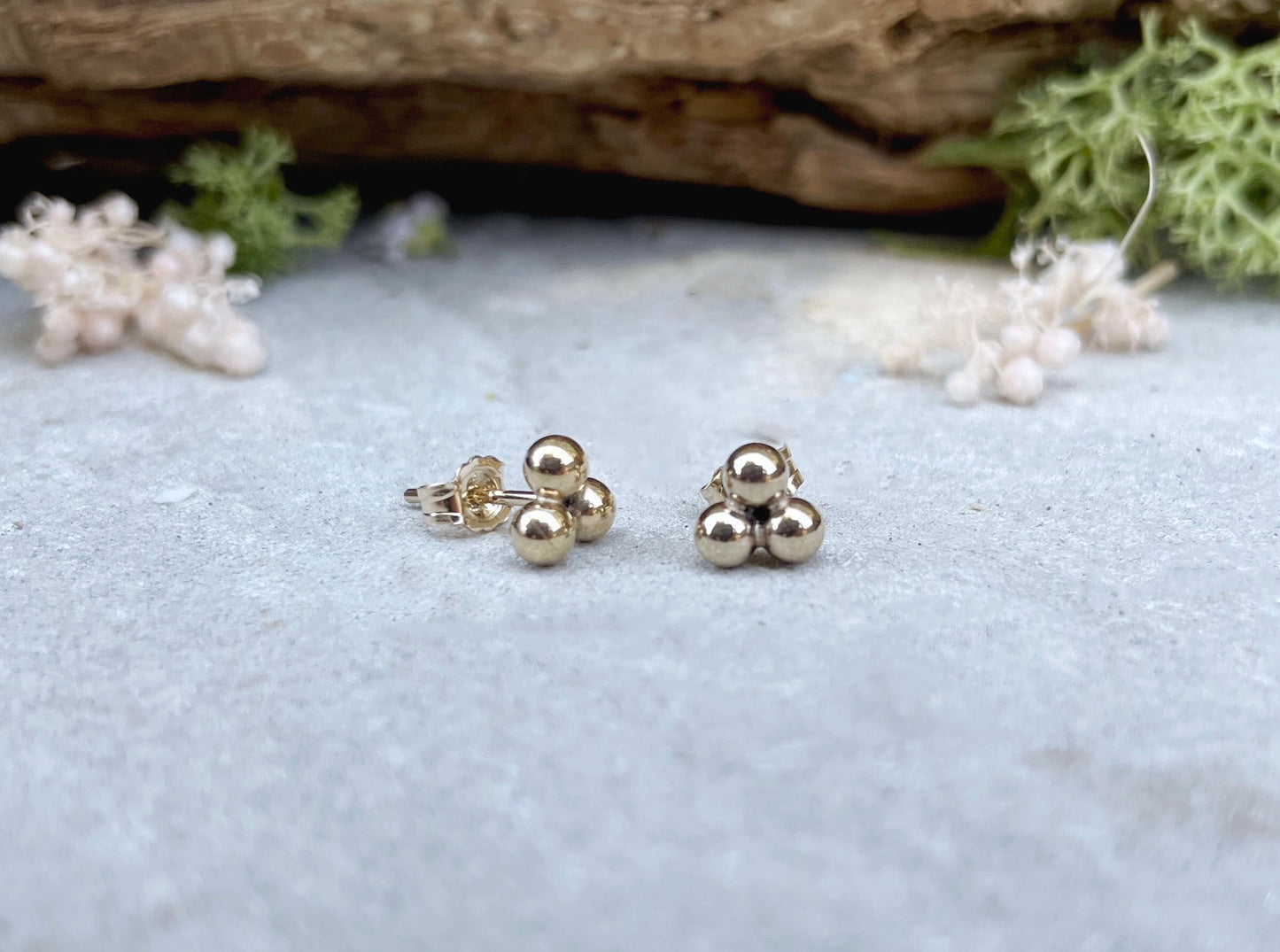 Gold Berry Trio Earrings by Curious Magpie Jewellery