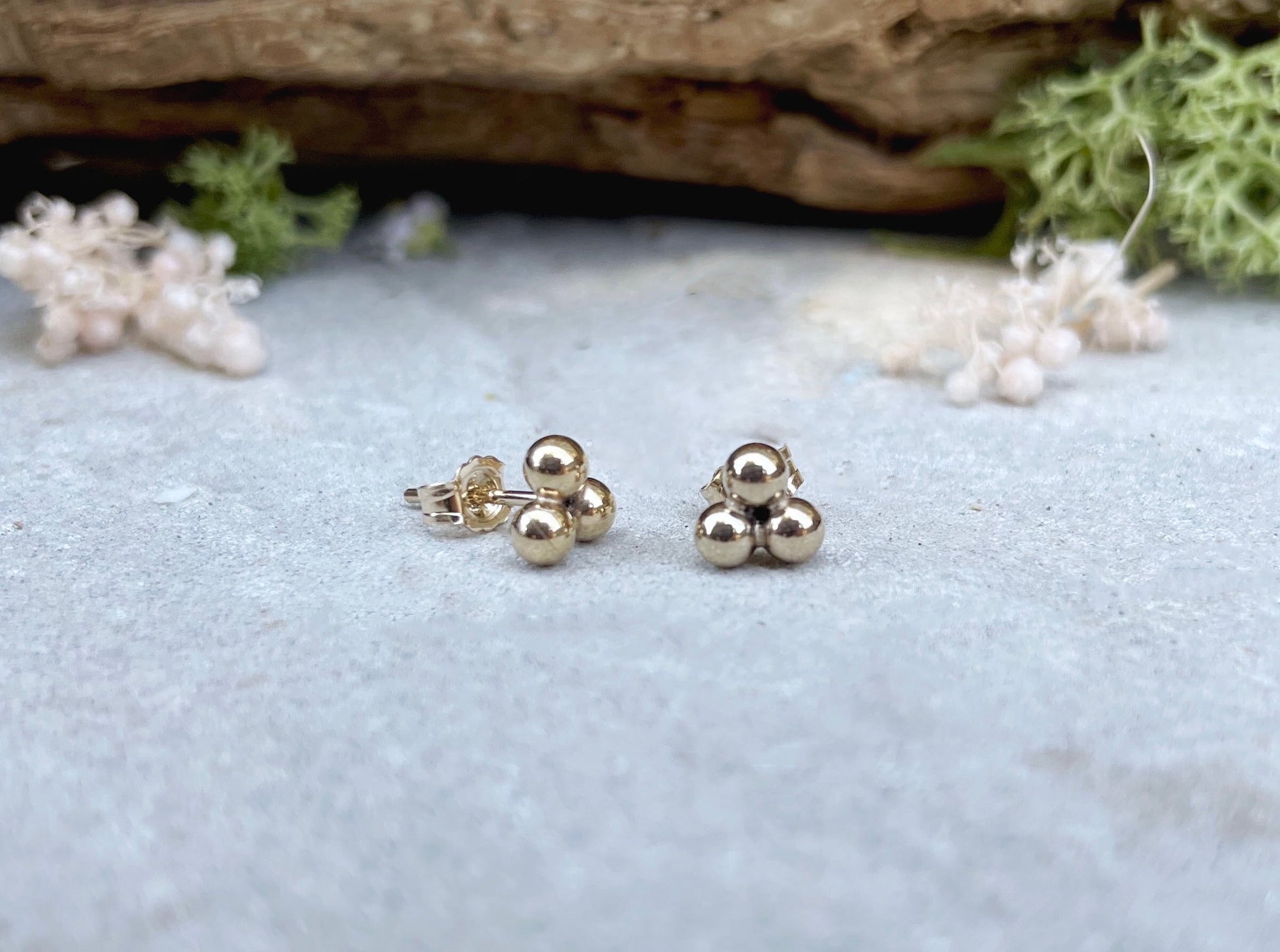 Gold Berry Trio Earrings by Curious Magpie Jewellery