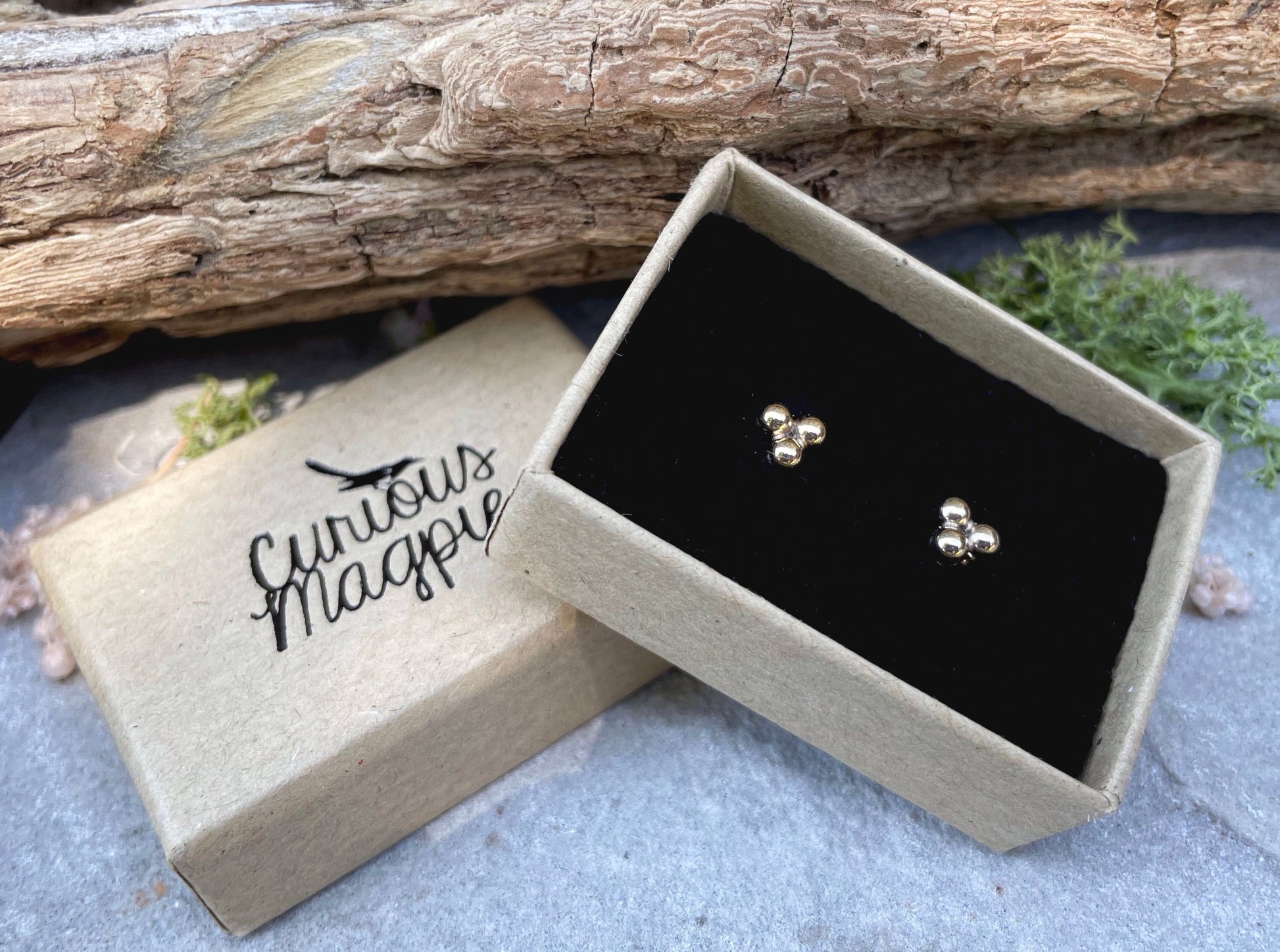 Gold Berry Trio Earrings by Curious Magpie Jewellery