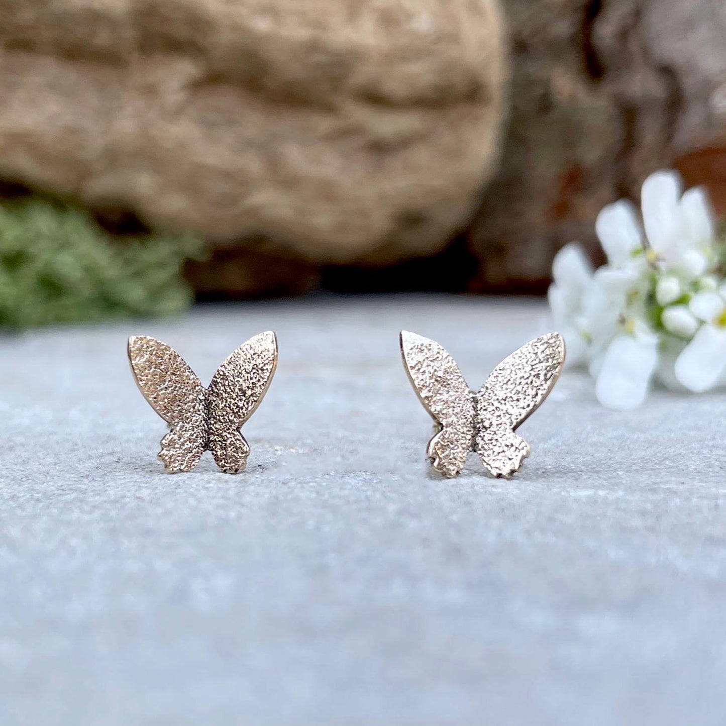 Gold Butterfly Stud Earrings by Curious Magpie Jewellery