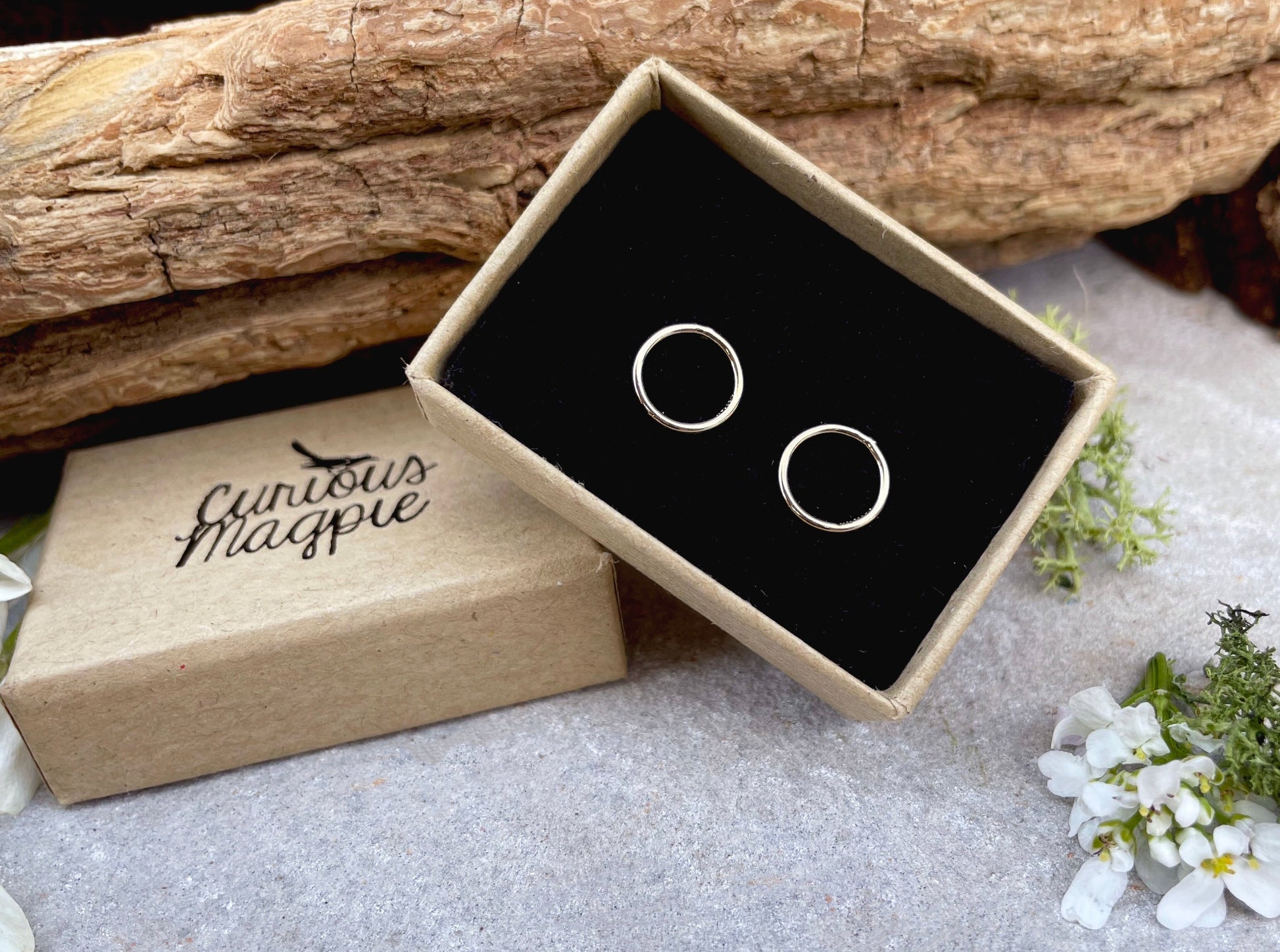 Gold Halo Stud Earrings by Curious Magpie Jewellery