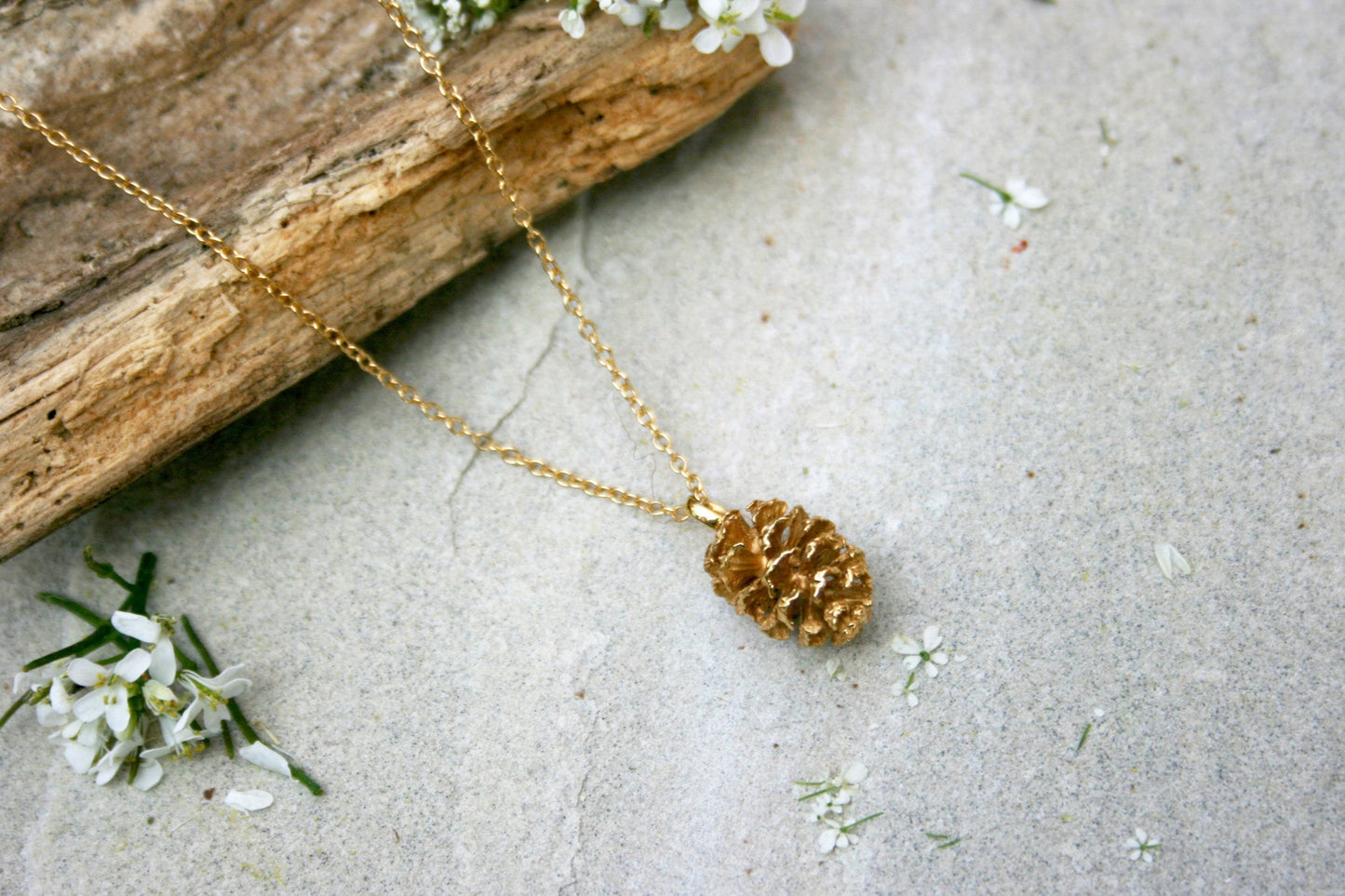 Yellow Gold Plated Pinecone Necklace - Curious Magpie Jewellery - 5